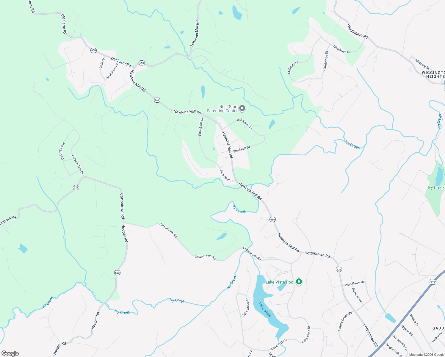 map of restaurants, bars, coffee shops, grocery stores, and more near 1160 Pine Bluff Drive in Lynchburg