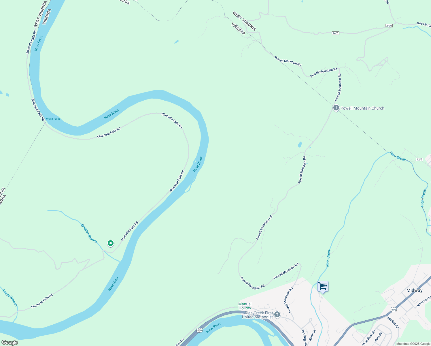 map of restaurants, bars, coffee shops, grocery stores, and more near in Rich Creek