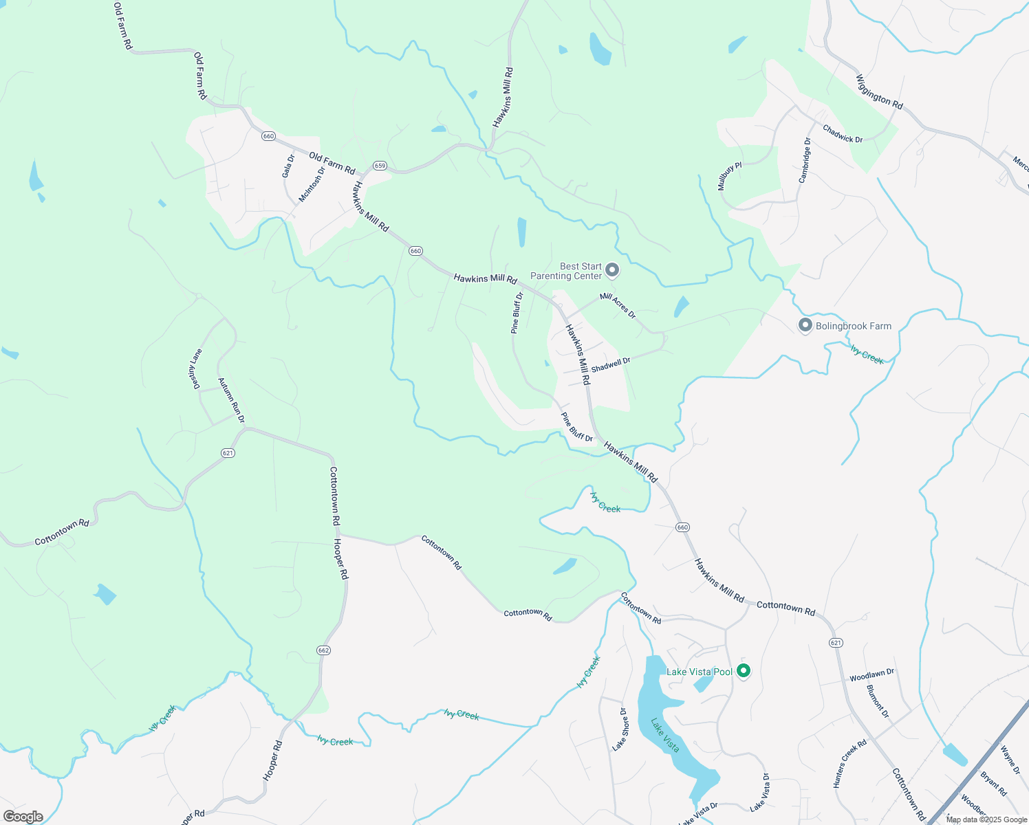 map of restaurants, bars, coffee shops, grocery stores, and more near 1538 Silver Creek Drive in Lynchburg