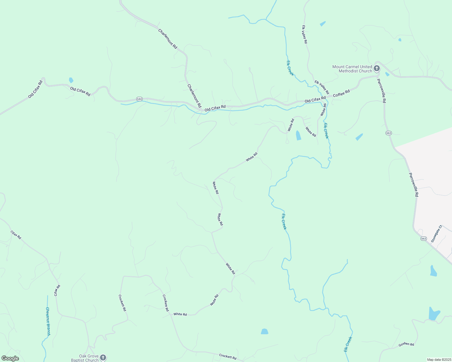 map of restaurants, bars, coffee shops, grocery stores, and more near 2649 White Road in Forest
