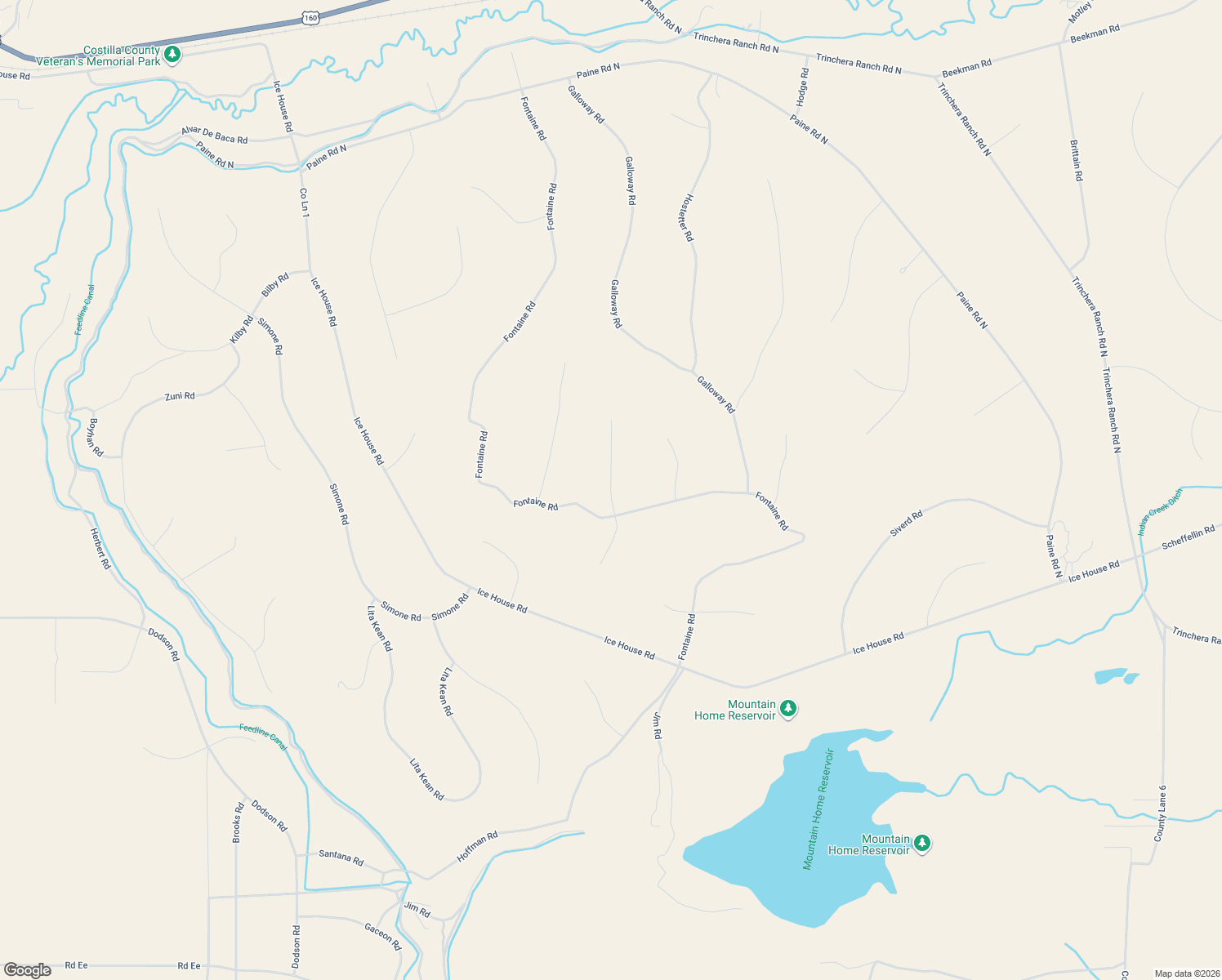 map of restaurants, bars, coffee shops, grocery stores, and more near Murrey Road in Costilla County