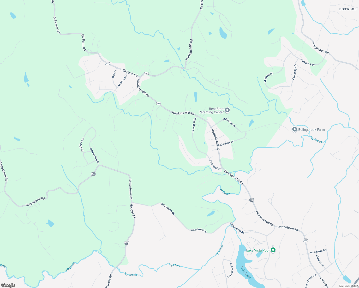 map of restaurants, bars, coffee shops, grocery stores, and more near 1331 Silver Creek Drive in Lynchburg