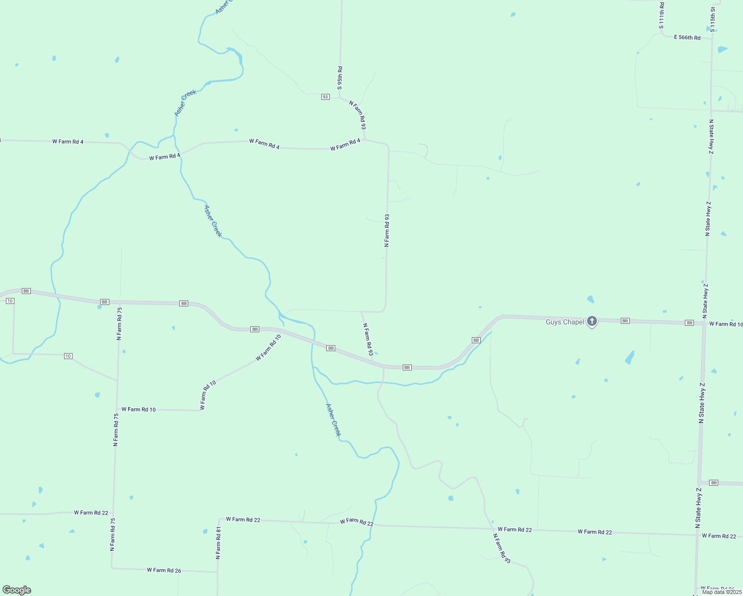 map of restaurants, bars, coffee shops, grocery stores, and more near 11549 North Farm Road 93 in Walnut Grove