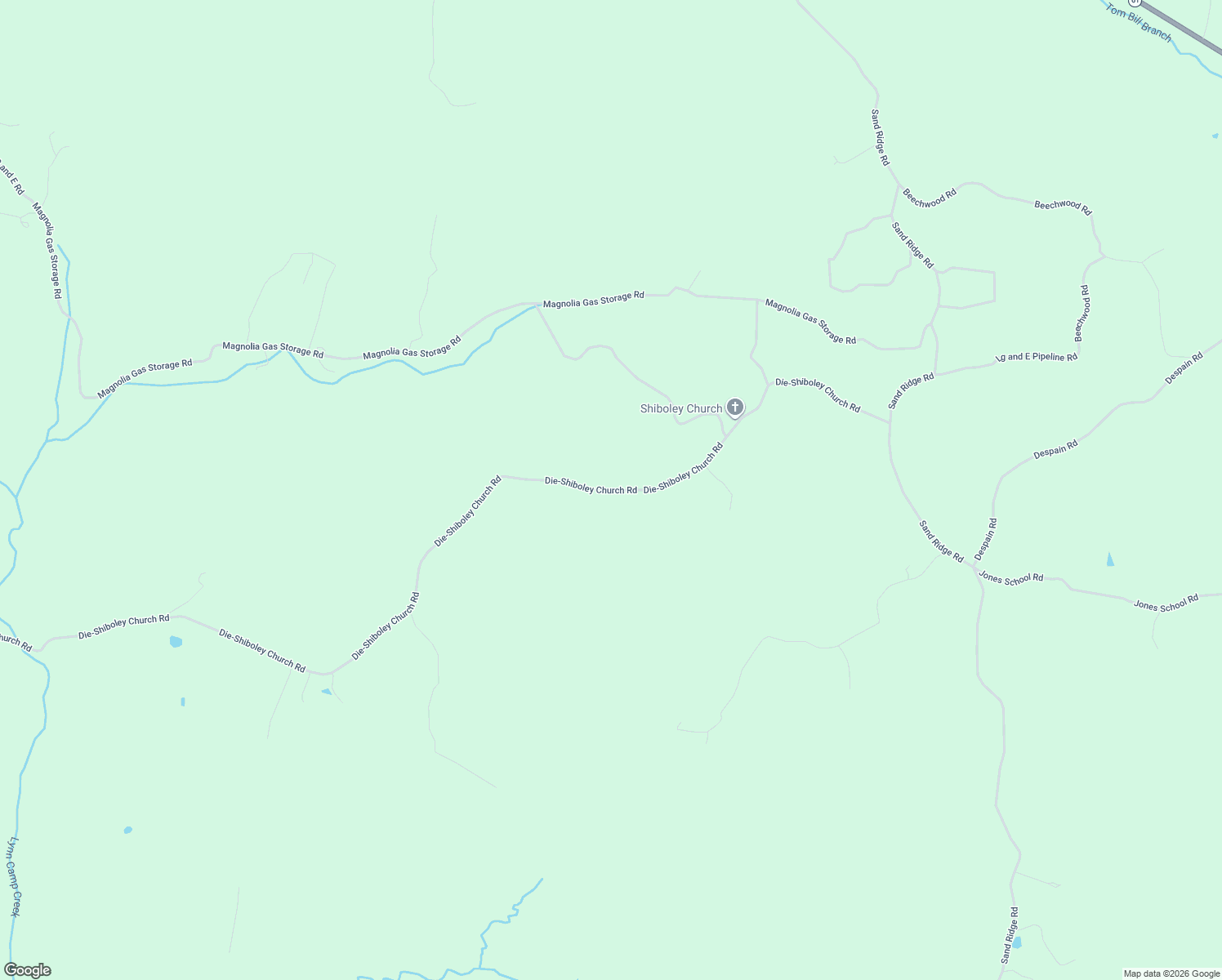map of restaurants, bars, coffee shops, grocery stores, and more near Die-Shiboley Church Road in Magnolia