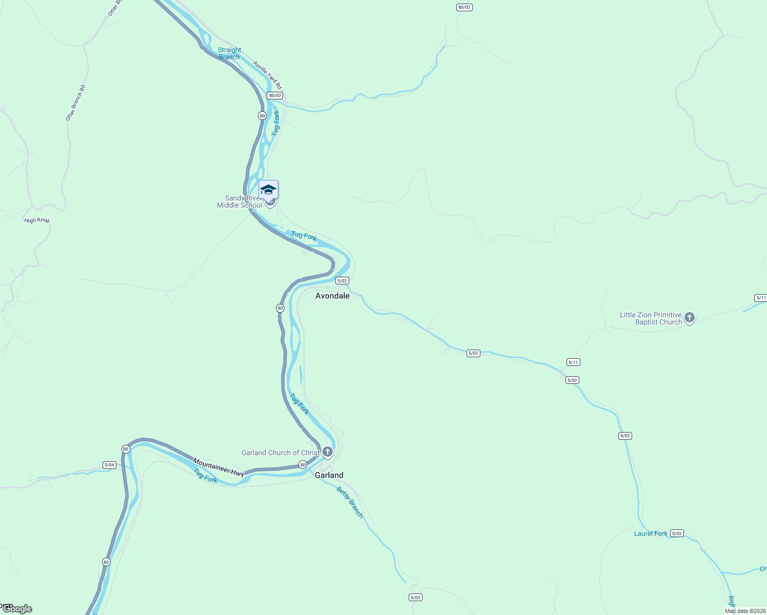 map of restaurants, bars, coffee shops, grocery stores, and more near Crane Creek Road in Raysal
