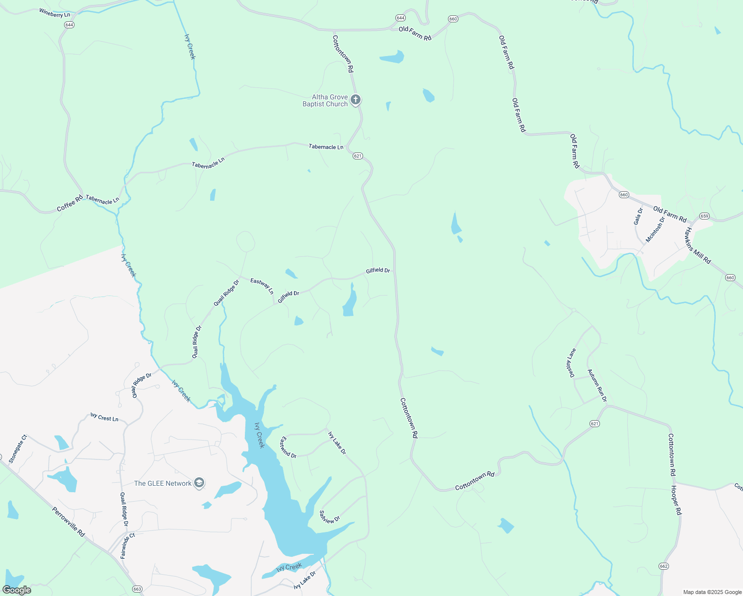 map of restaurants, bars, coffee shops, grocery stores, and more near 1094 Val Terrace Court in Forest