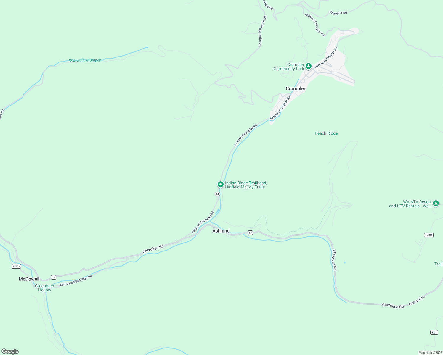 map of restaurants, bars, coffee shops, grocery stores, and more near Ashland-Crumpler Road in Rock