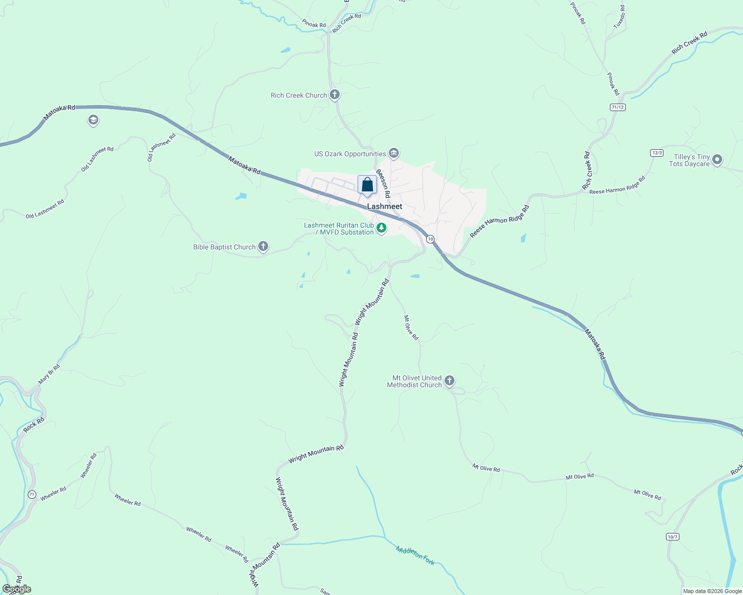 map of restaurants, bars, coffee shops, grocery stores, and more near 3993 Wright Mountain Road in Rock