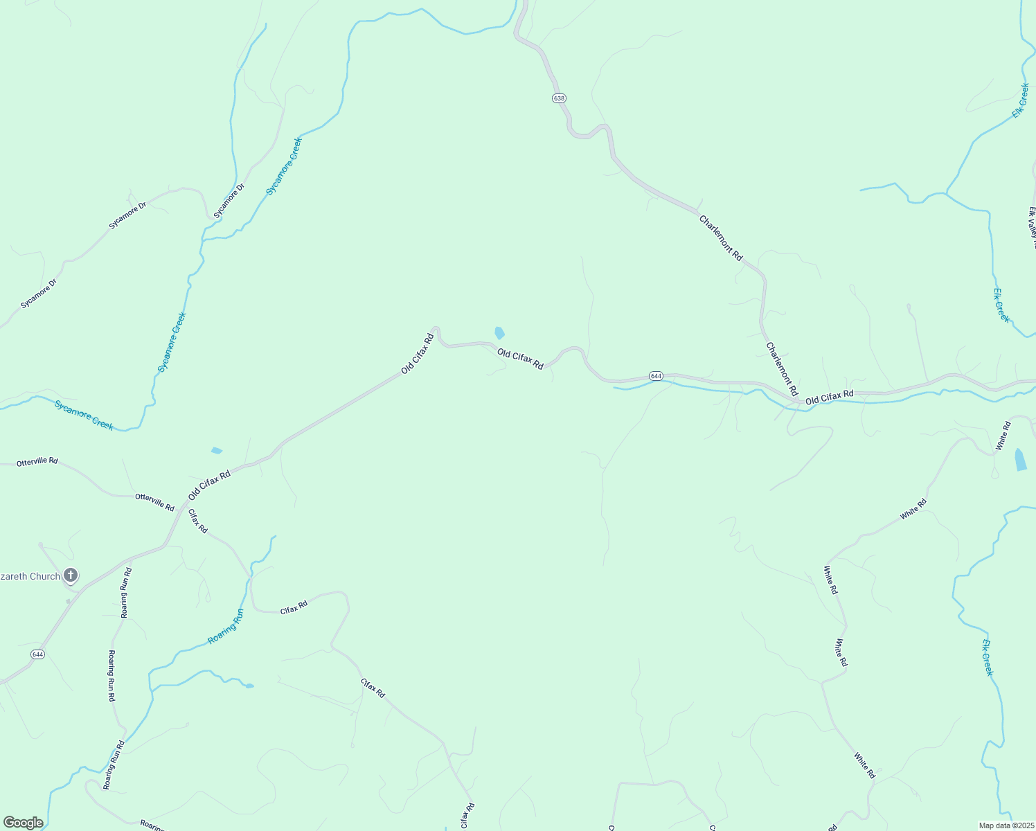 map of restaurants, bars, coffee shops, grocery stores, and more near 3855 Old Cifax Road in Goode