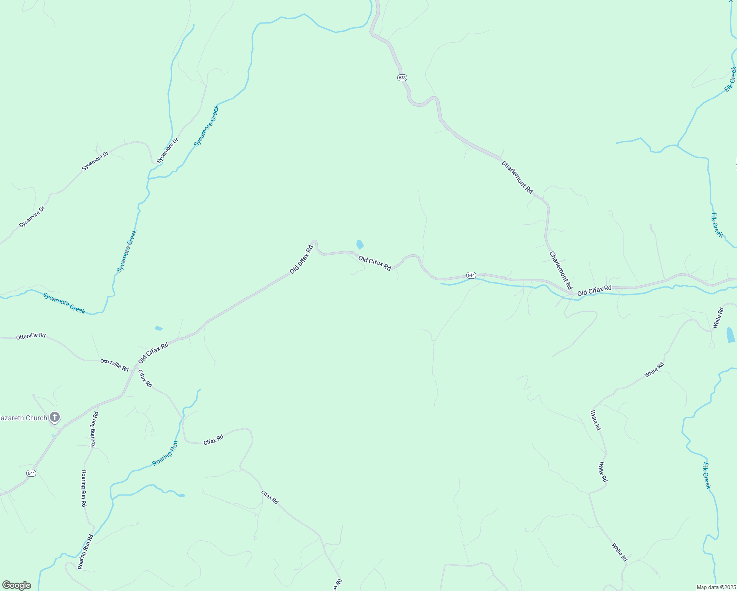 map of restaurants, bars, coffee shops, grocery stores, and more near 3855 Old Cifax Road in Goode