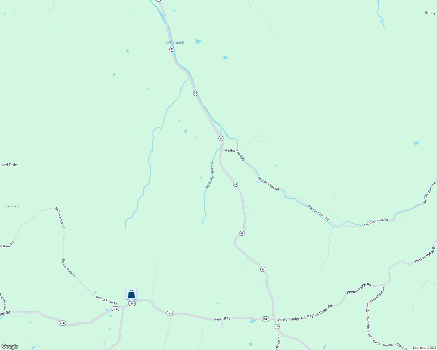 map of restaurants, bars, coffee shops, grocery stores, and more near Highway 49 in Liberty