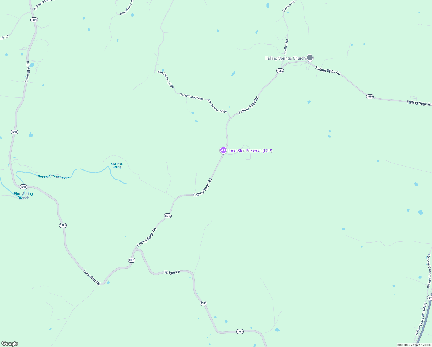 map of restaurants, bars, coffee shops, grocery stores, and more near 2627-3261 Falling Springs Church Road in Bonnieville