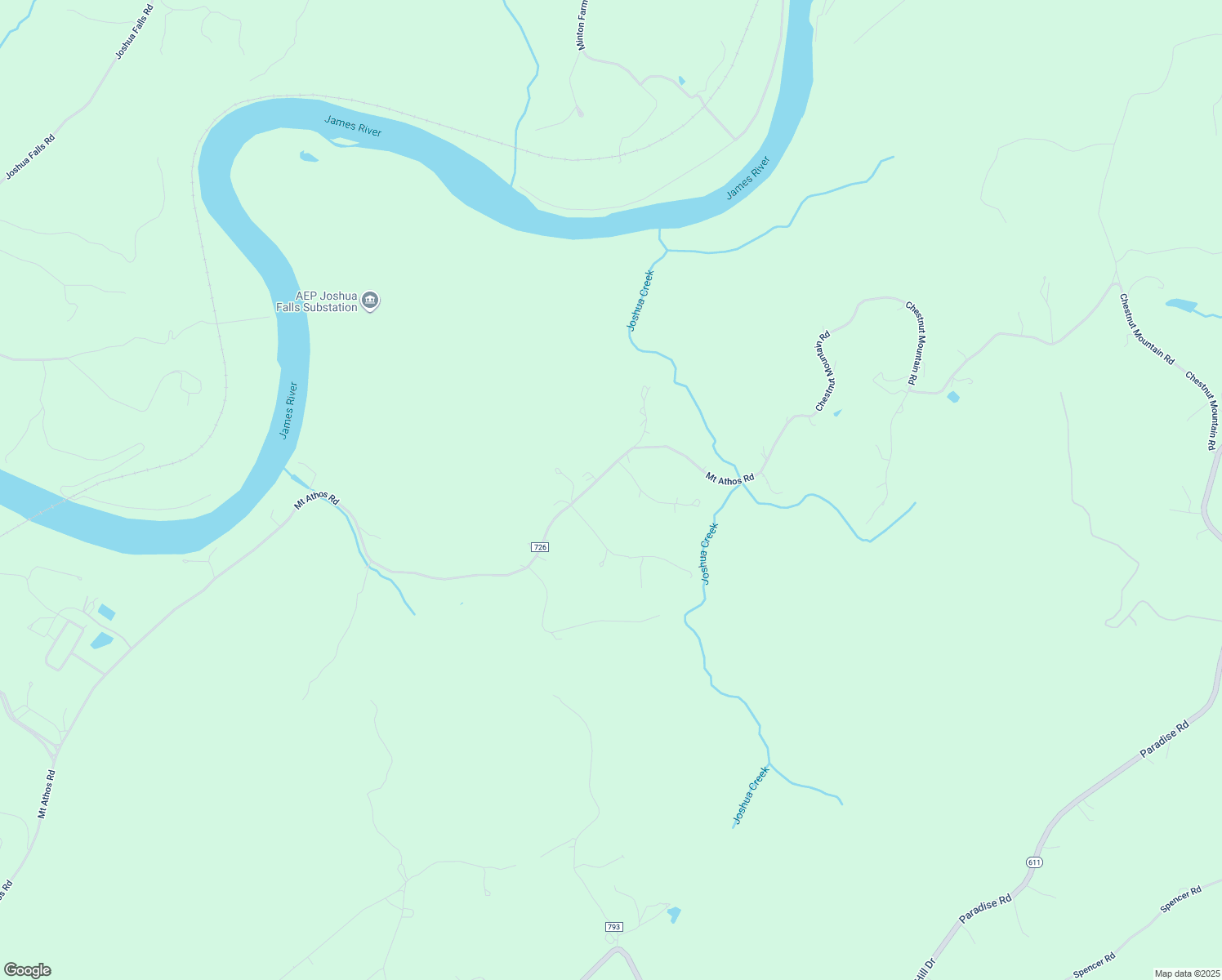 map of restaurants, bars, coffee shops, grocery stores, and more near 3727 Mount Athos Road in Lynchburg