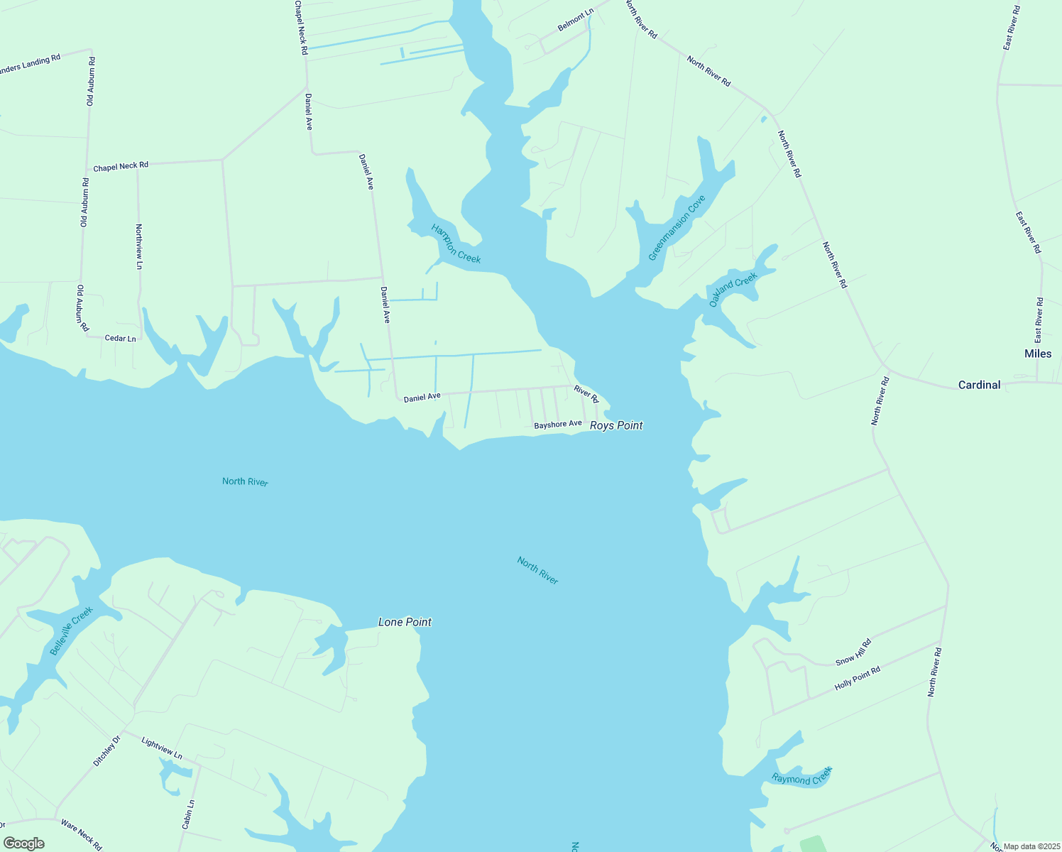map of restaurants, bars, coffee shops, grocery stores, and more near 29 Bayshore Avenue in Mathews
