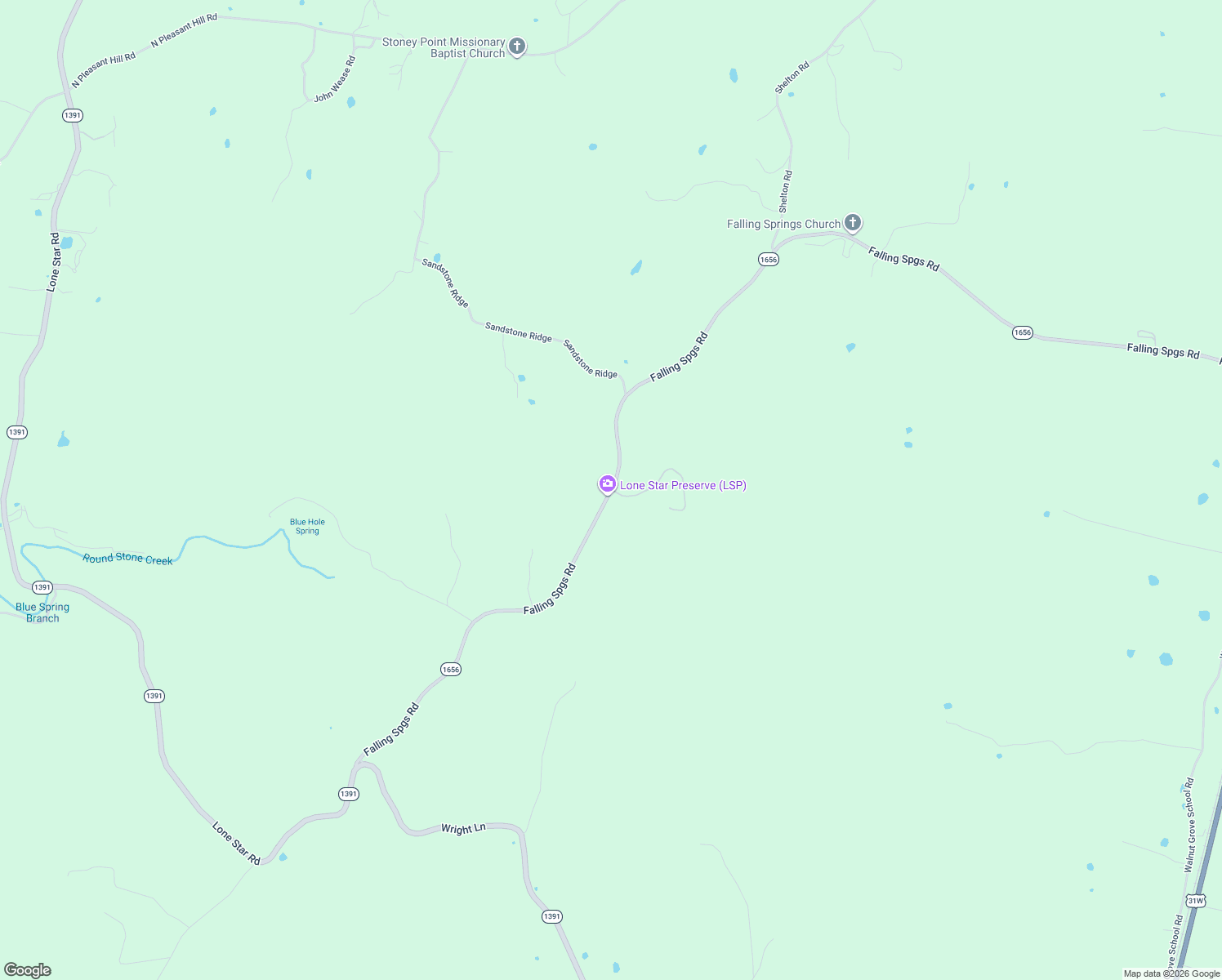 map of restaurants, bars, coffee shops, grocery stores, and more near 2627 Falling Springs Road in Bonnieville