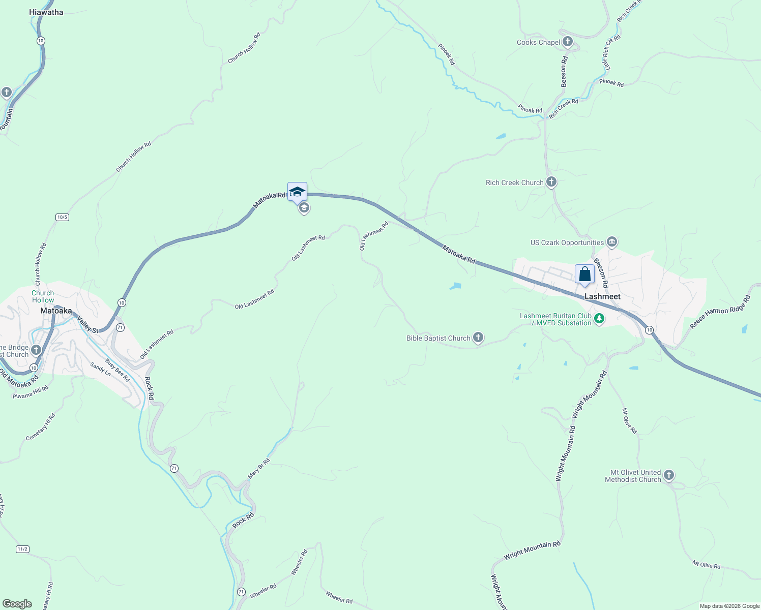 map of restaurants, bars, coffee shops, grocery stores, and more near 154 McBride Way in Rock