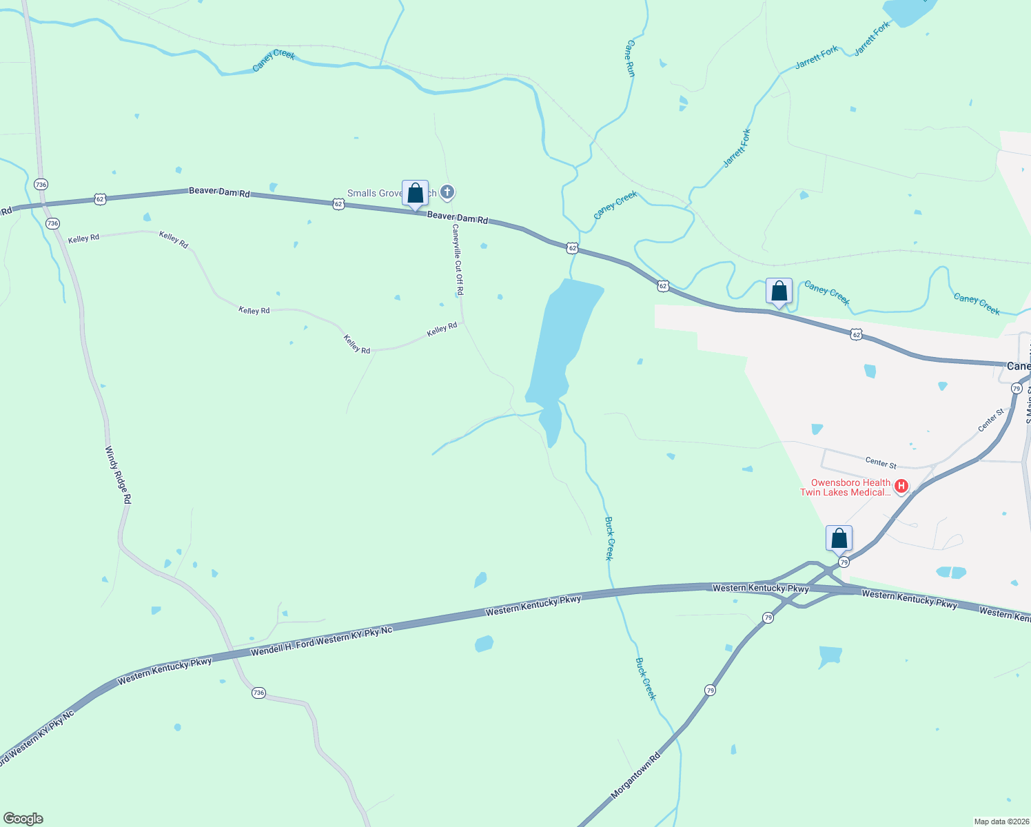 map of restaurants, bars, coffee shops, grocery stores, and more near 1519 Caneyville Cut Off Road in Caneyville