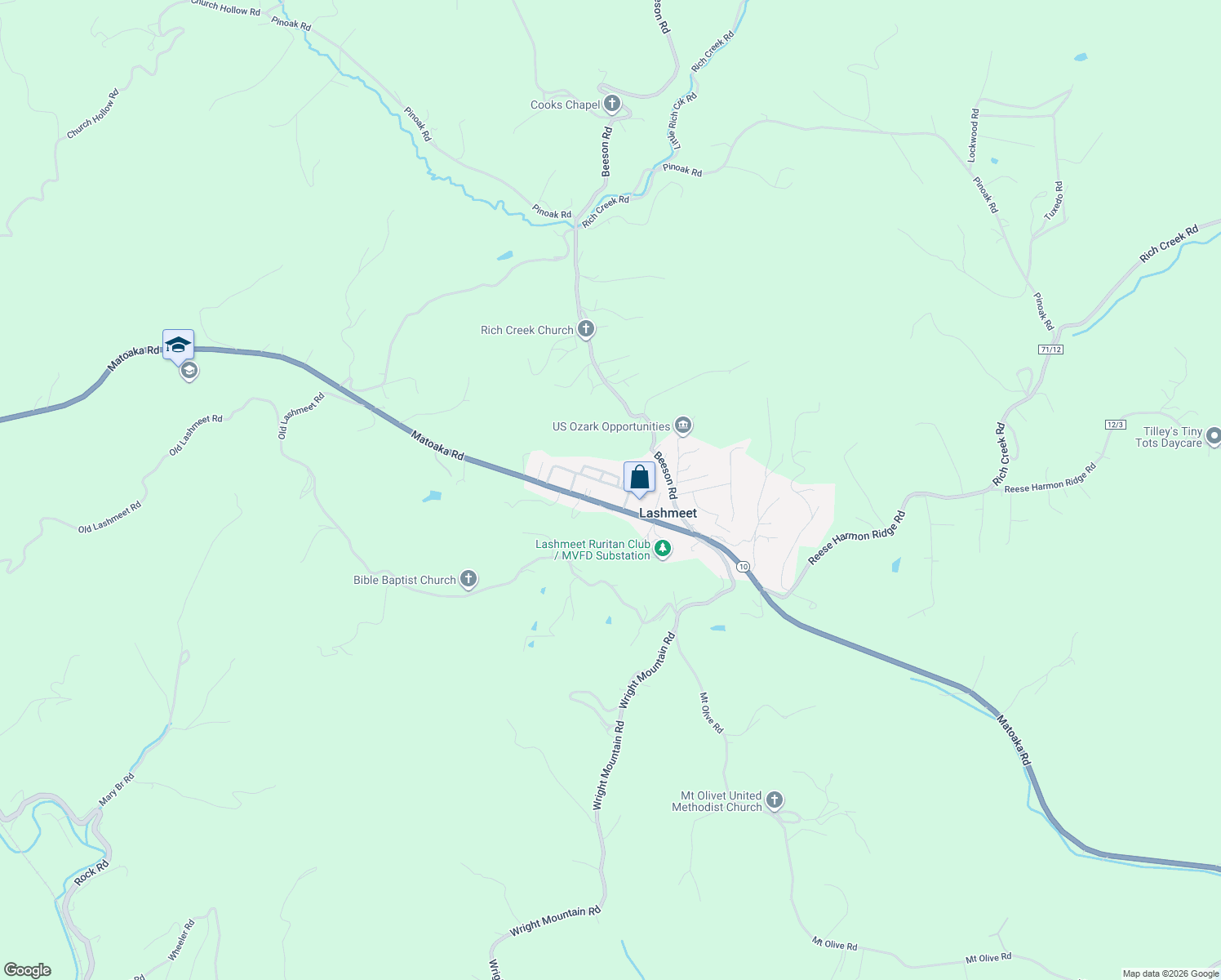 map of restaurants, bars, coffee shops, grocery stores, and more near 171 Presbyterian Avenue in Rock