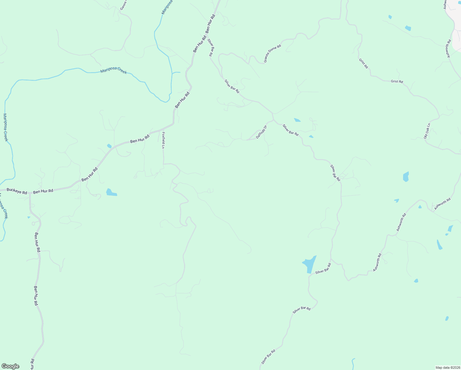 map of restaurants, bars, coffee shops, grocery stores, and more near Daffodil Drive in Mariposa County