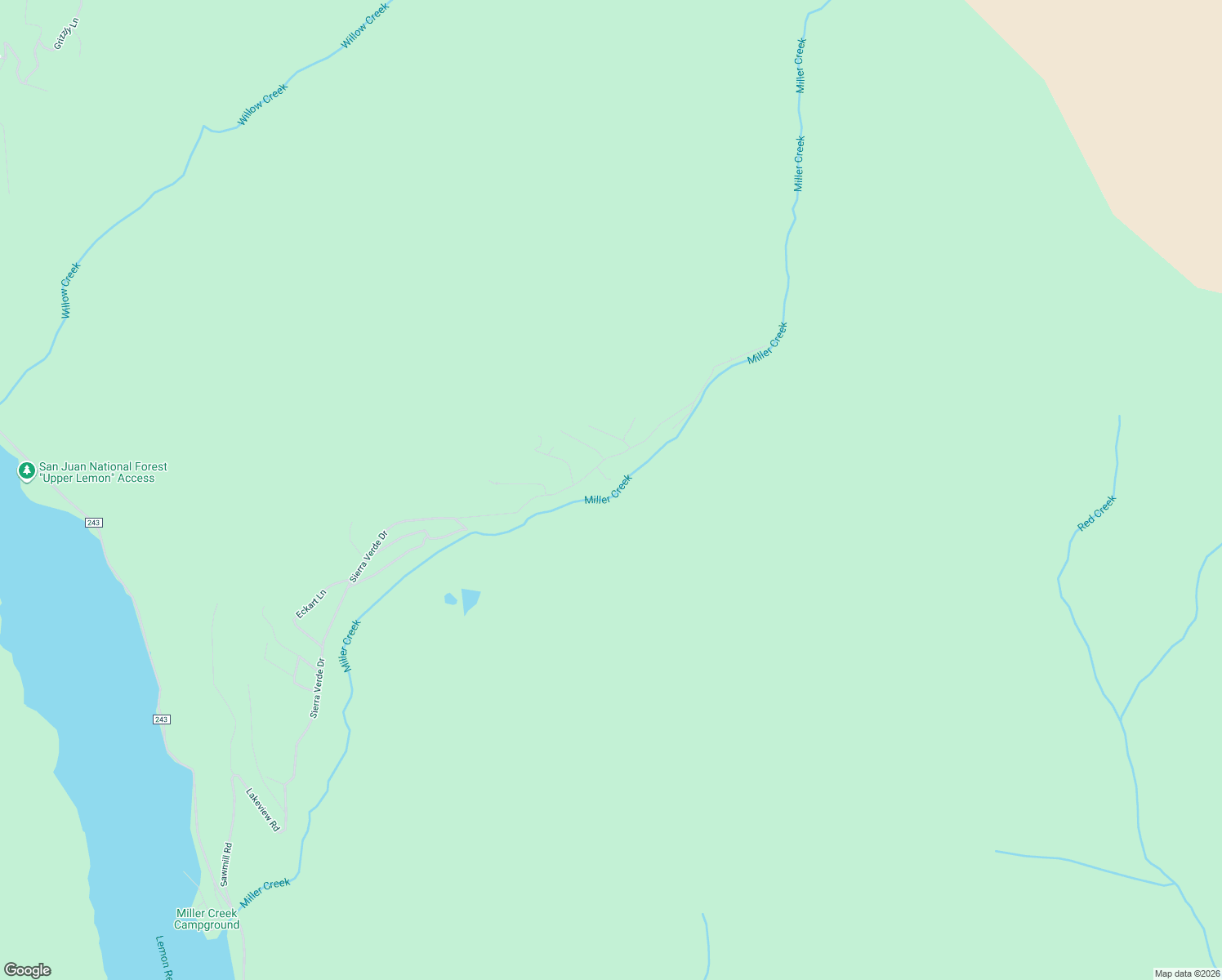 map of restaurants, bars, coffee shops, grocery stores, and more near 48 Miller Lane in Durango