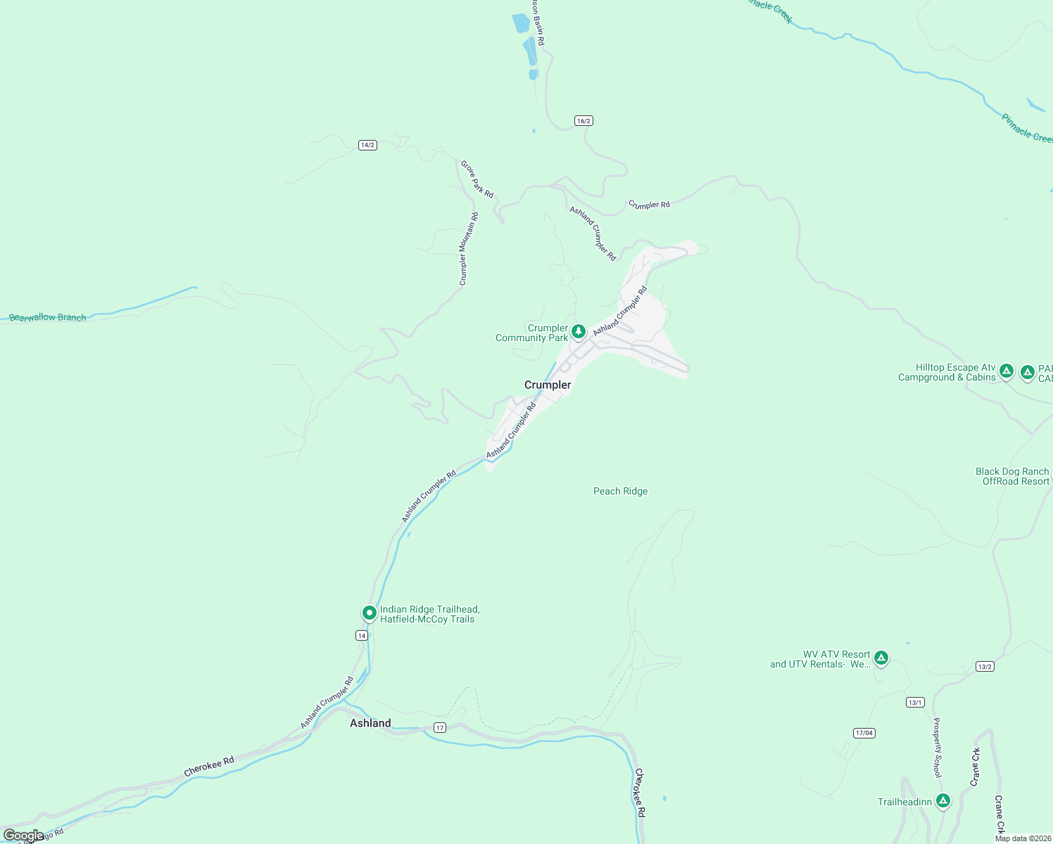 map of restaurants, bars, coffee shops, grocery stores, and more near Ashland-Crumpler Road in Rock