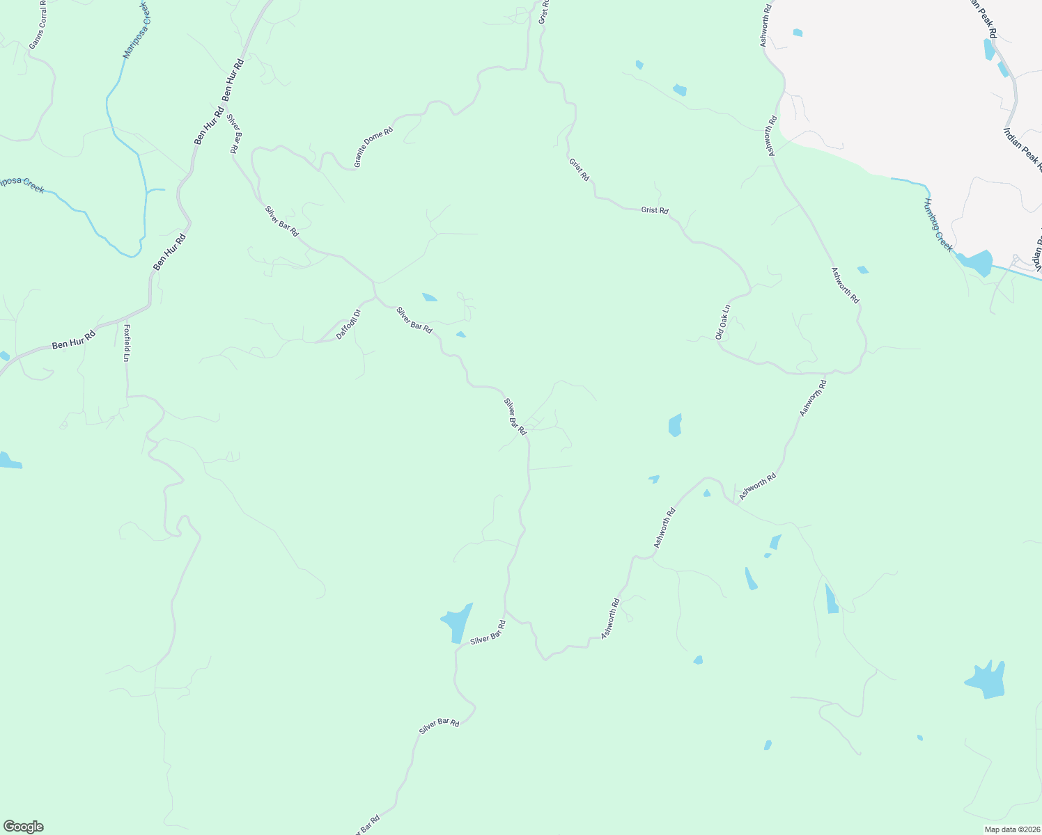 map of restaurants, bars, coffee shops, grocery stores, and more near 3978 Silver Bar Road in Mariposa