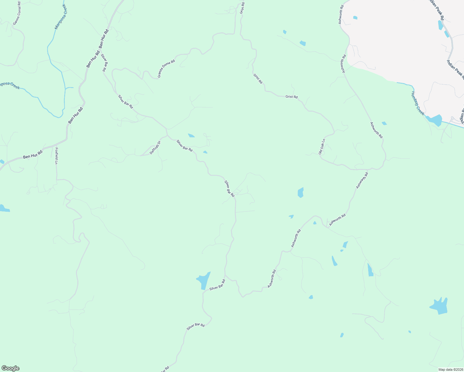 map of restaurants, bars, coffee shops, grocery stores, and more near 3978 Silver Bar Road in Mariposa