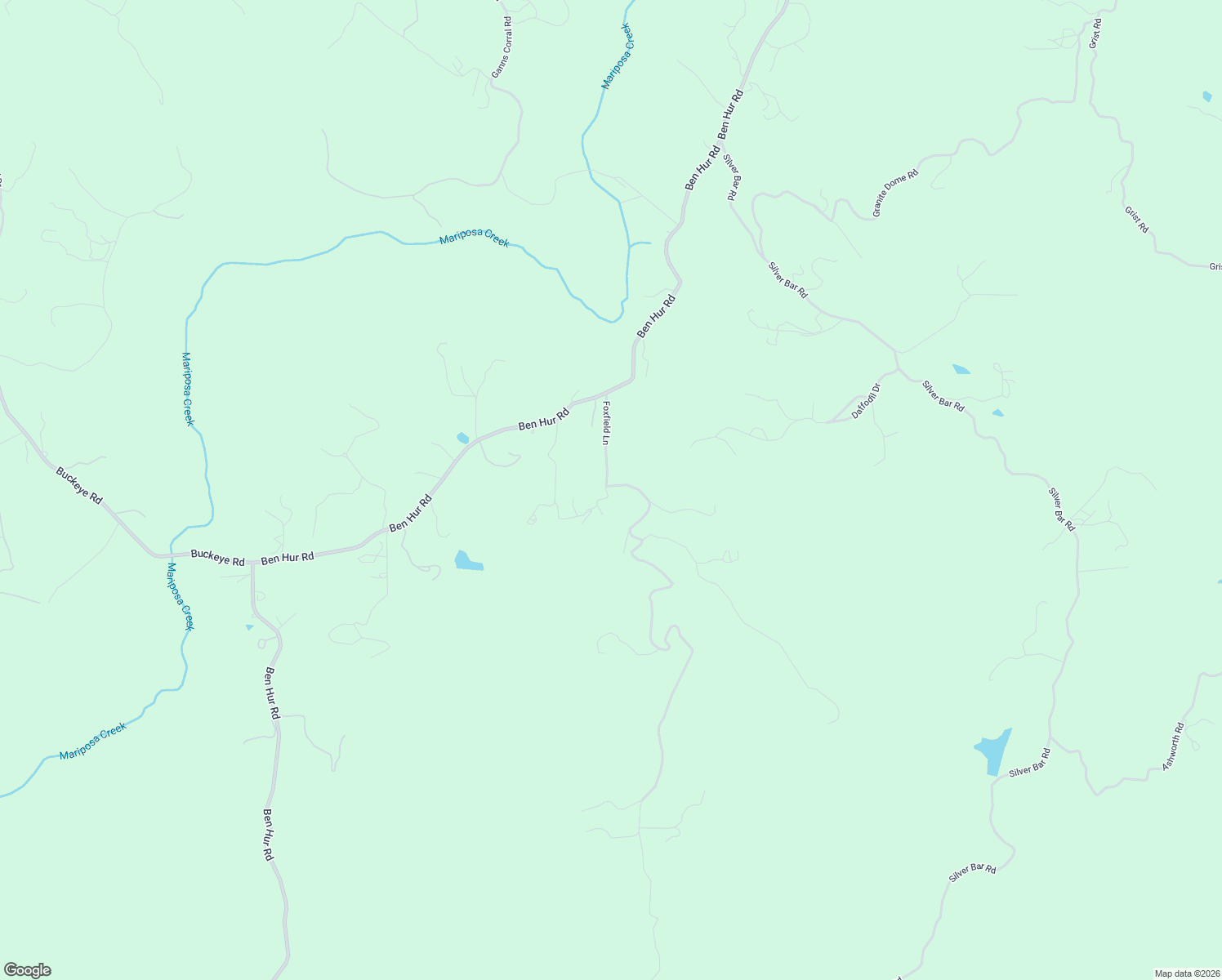 map of restaurants, bars, coffee shops, grocery stores, and more near Lookout Mountain Road in Mariposa County