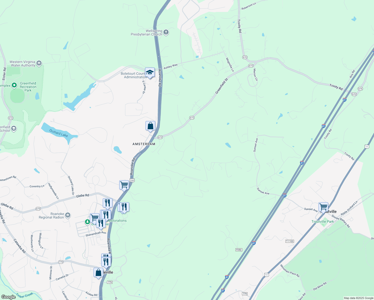 map of restaurants, bars, coffee shops, grocery stores, and more near 414 Summit Ridge Road in Daleville