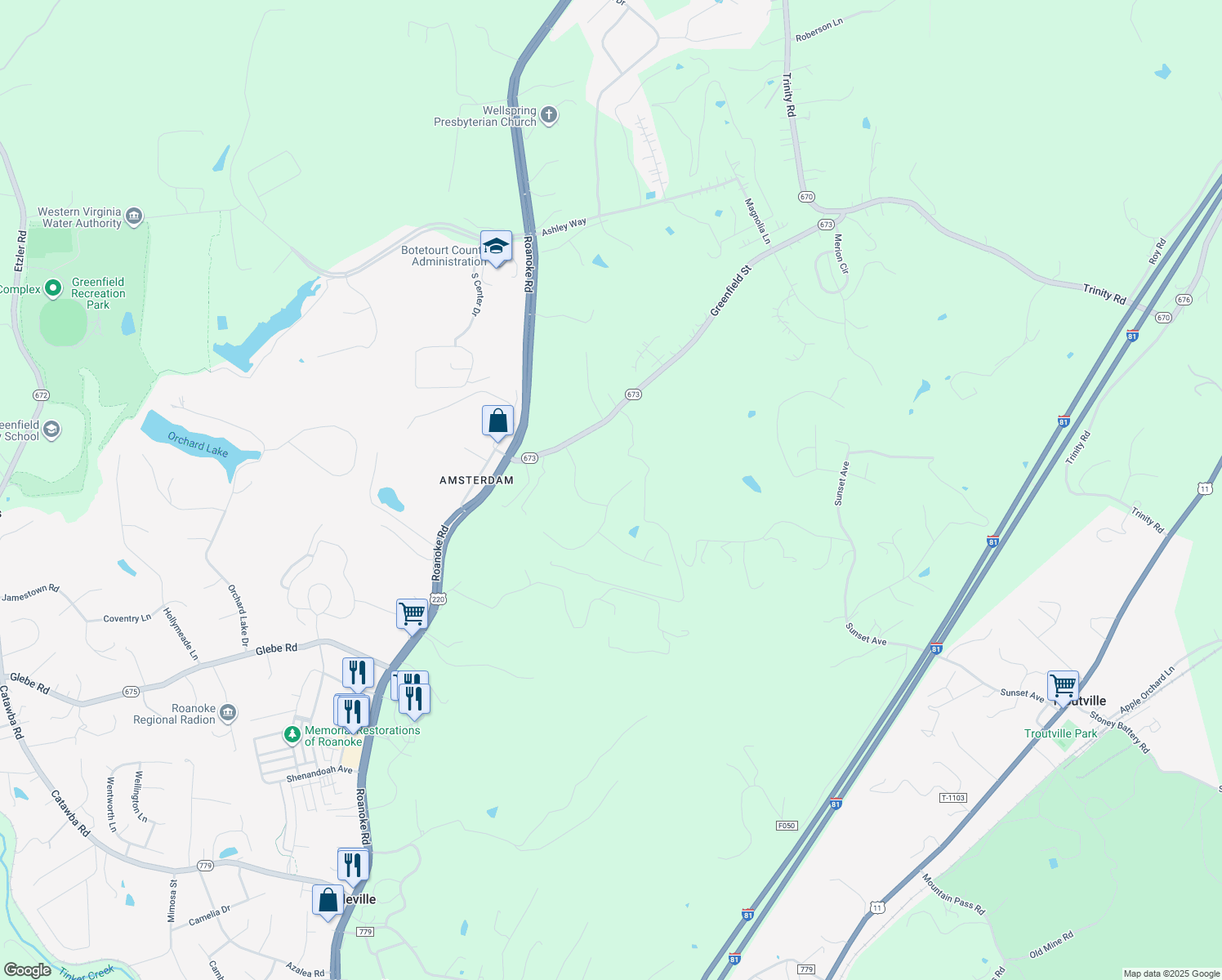 map of restaurants, bars, coffee shops, grocery stores, and more near 414 Summit Ridge Road in Daleville