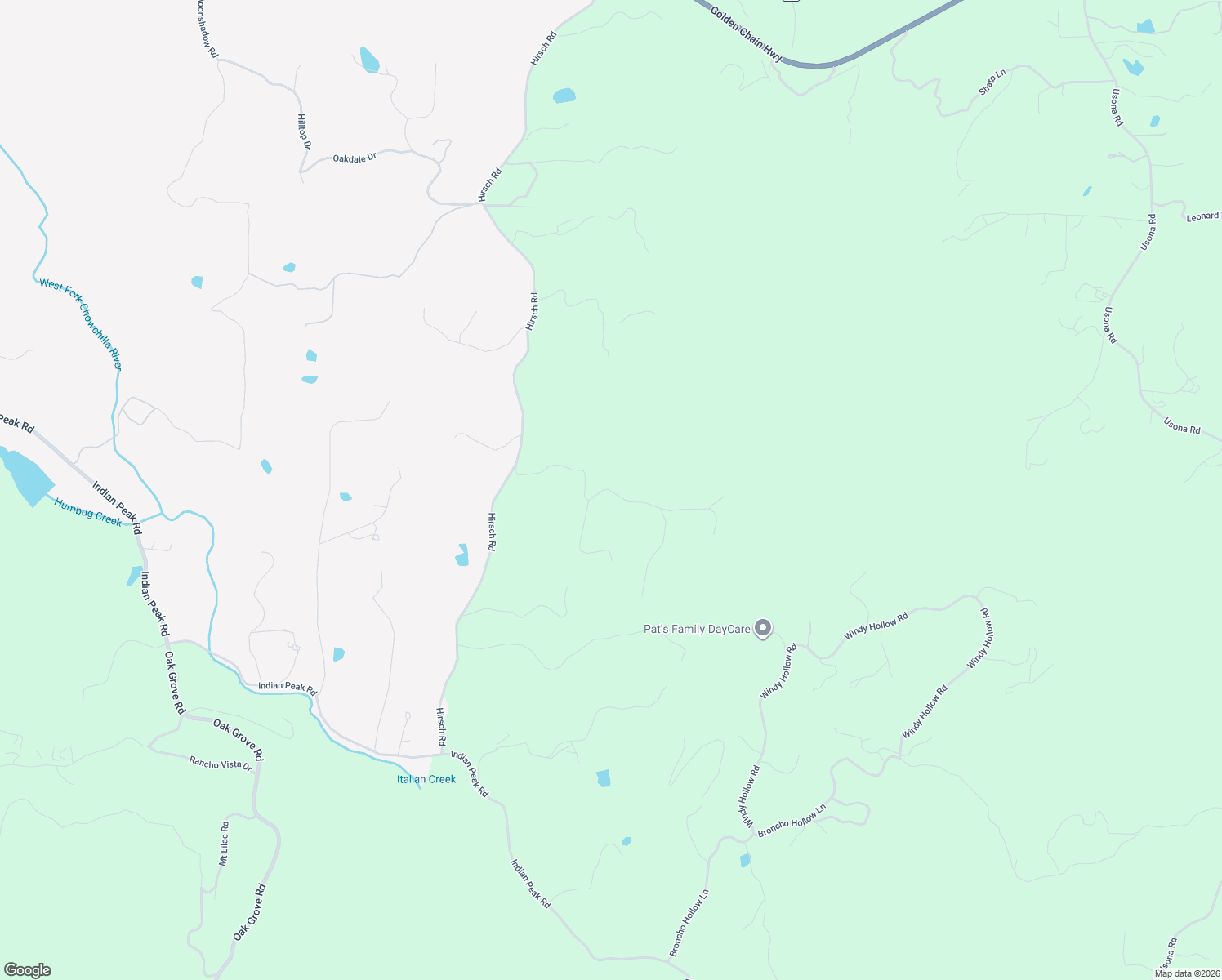 map of restaurants, bars, coffee shops, grocery stores, and more near 3405 Wildcat Road in Mariposa