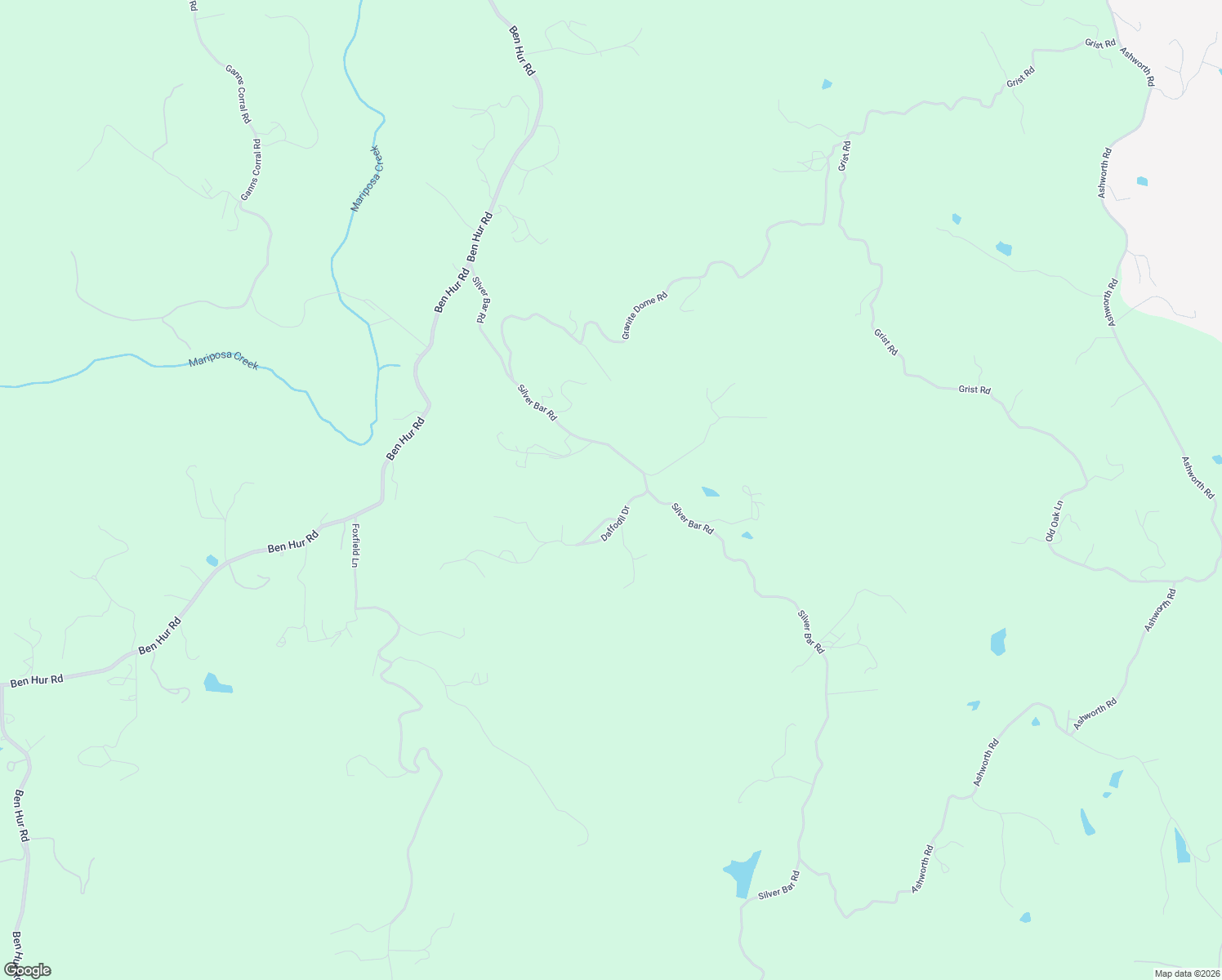 map of restaurants, bars, coffee shops, grocery stores, and more near 4091 Silver Bar Road in Mariposa