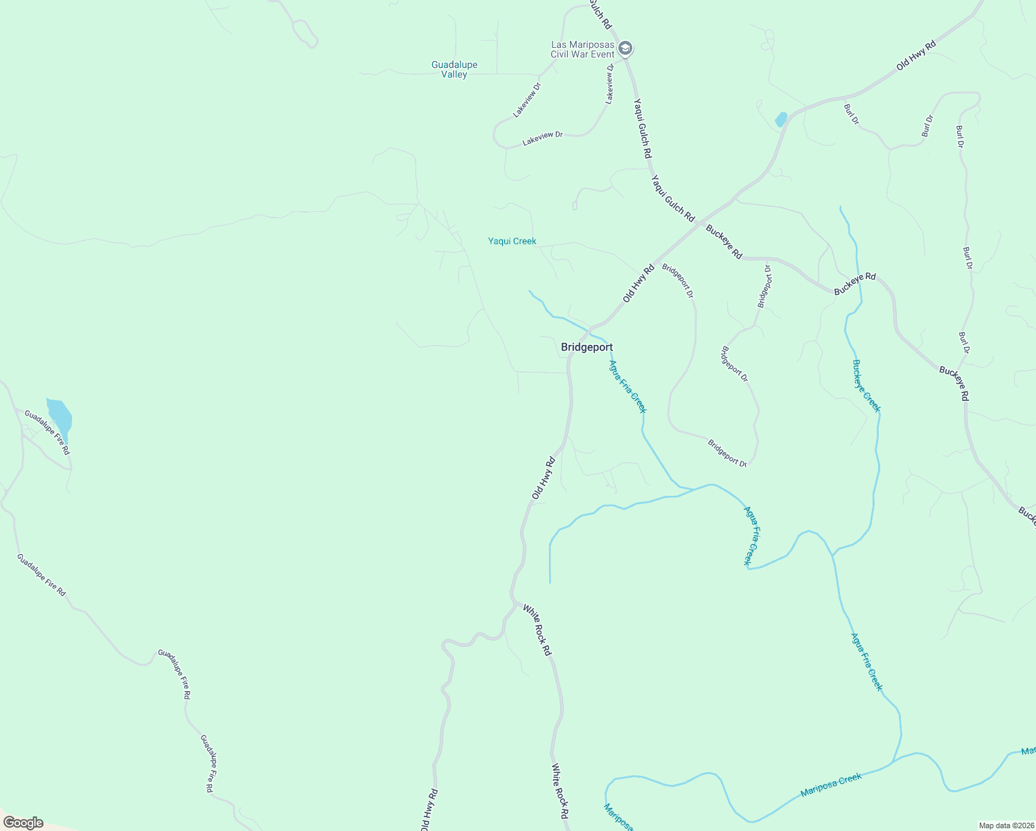 map of restaurants, bars, coffee shops, grocery stores, and more near 4061 Old Highway in Mariposa