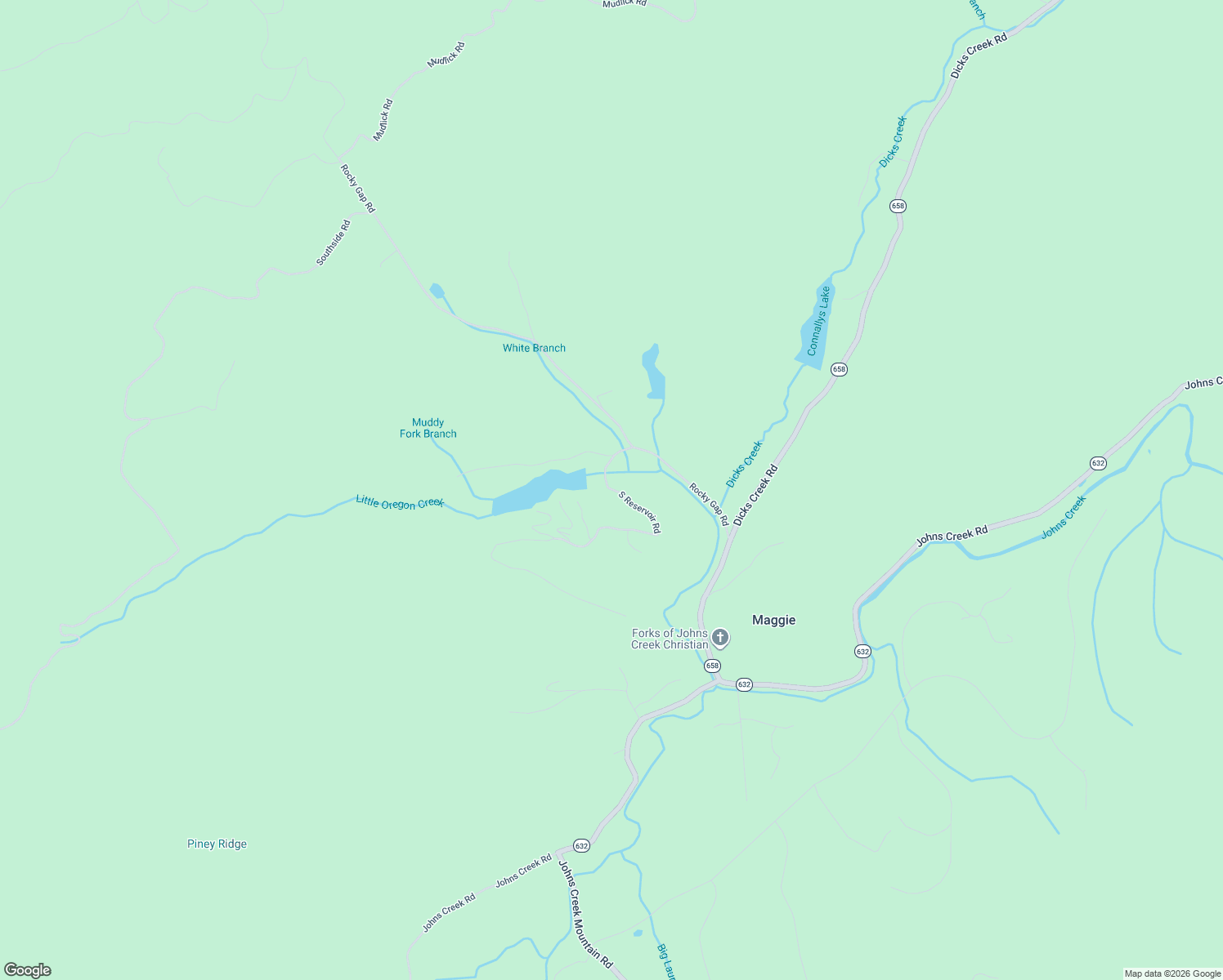 map of restaurants, bars, coffee shops, grocery stores, and more near South Reservoir Road in Craig County