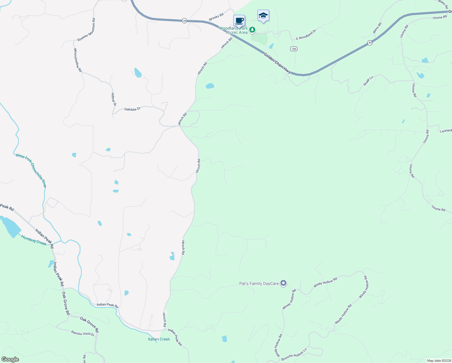 map of restaurants, bars, coffee shops, grocery stores, and more near 4758 Hirsch Road in Mariposa