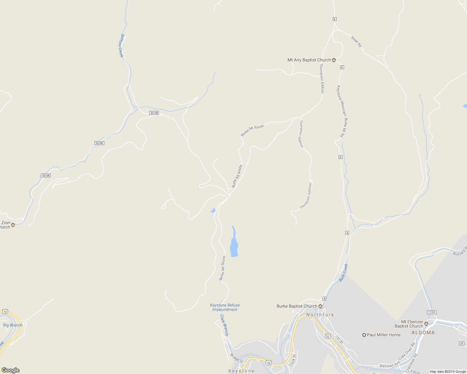 map of restaurants, bars, coffee shops, grocery stores, and more near Burke Mount Route in Northfork