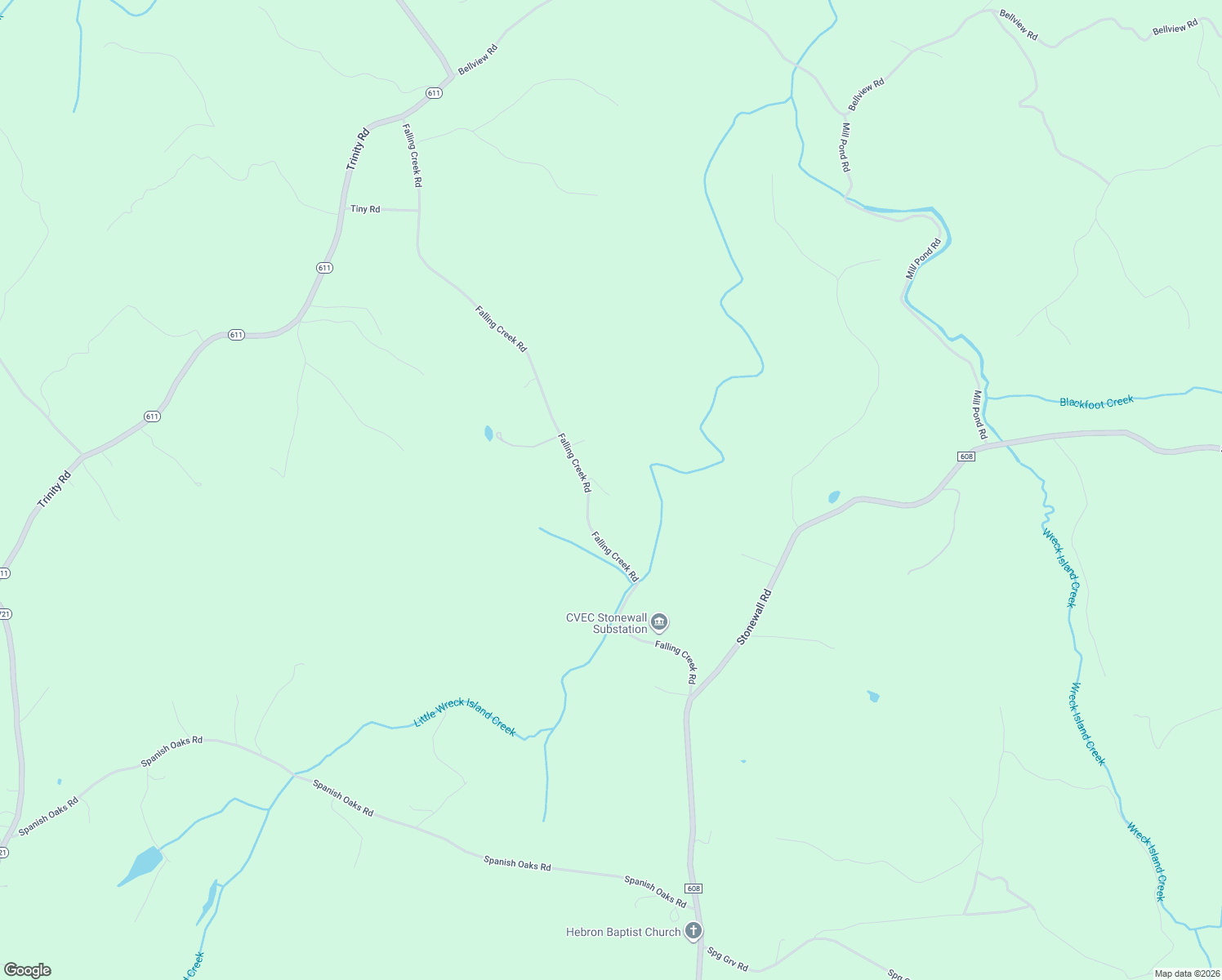 map of restaurants, bars, coffee shops, grocery stores, and more near 934 Falling Creek Road in Appomattox