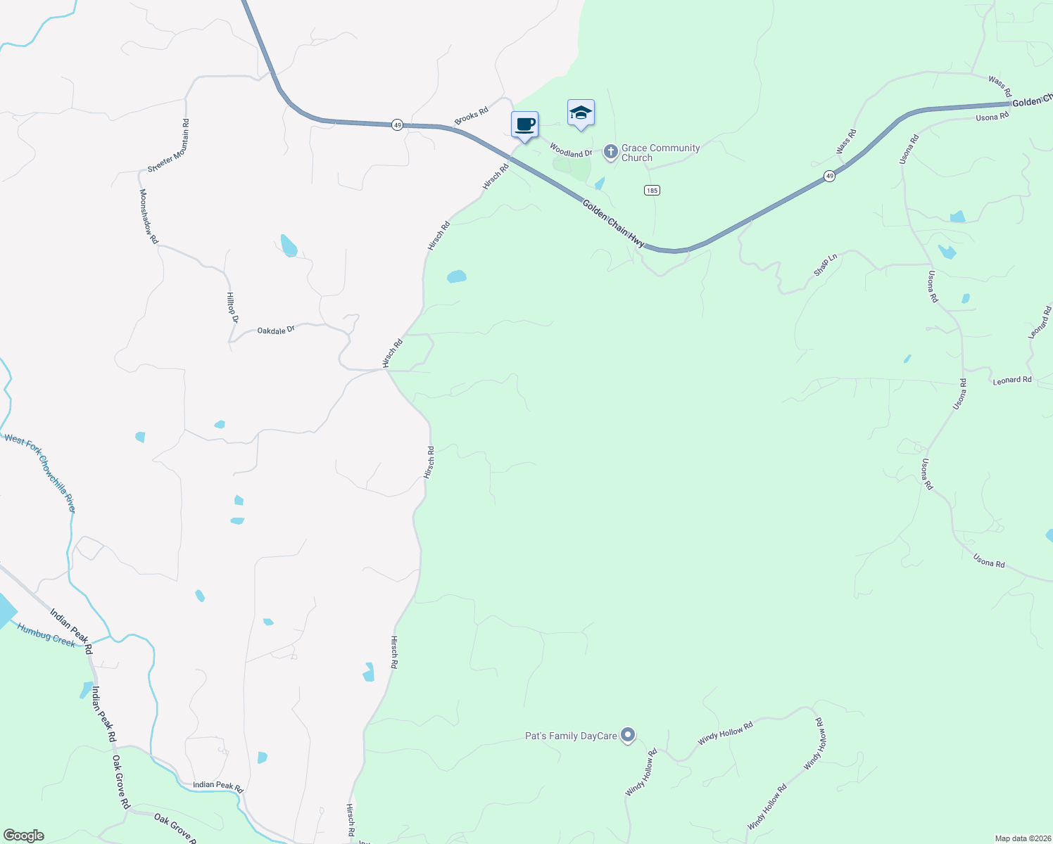map of restaurants, bars, coffee shops, grocery stores, and more near 4796 Hirsch Road in Mariposa