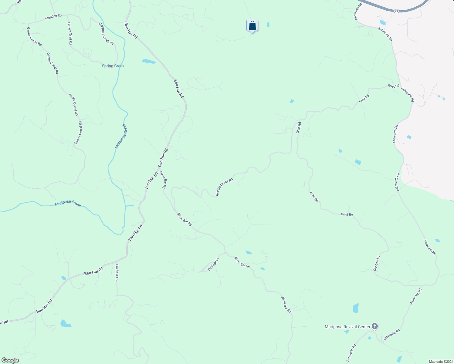 map of restaurants, bars, coffee shops, grocery stores, and more near 4718 Granite Dome Road in Mariposa