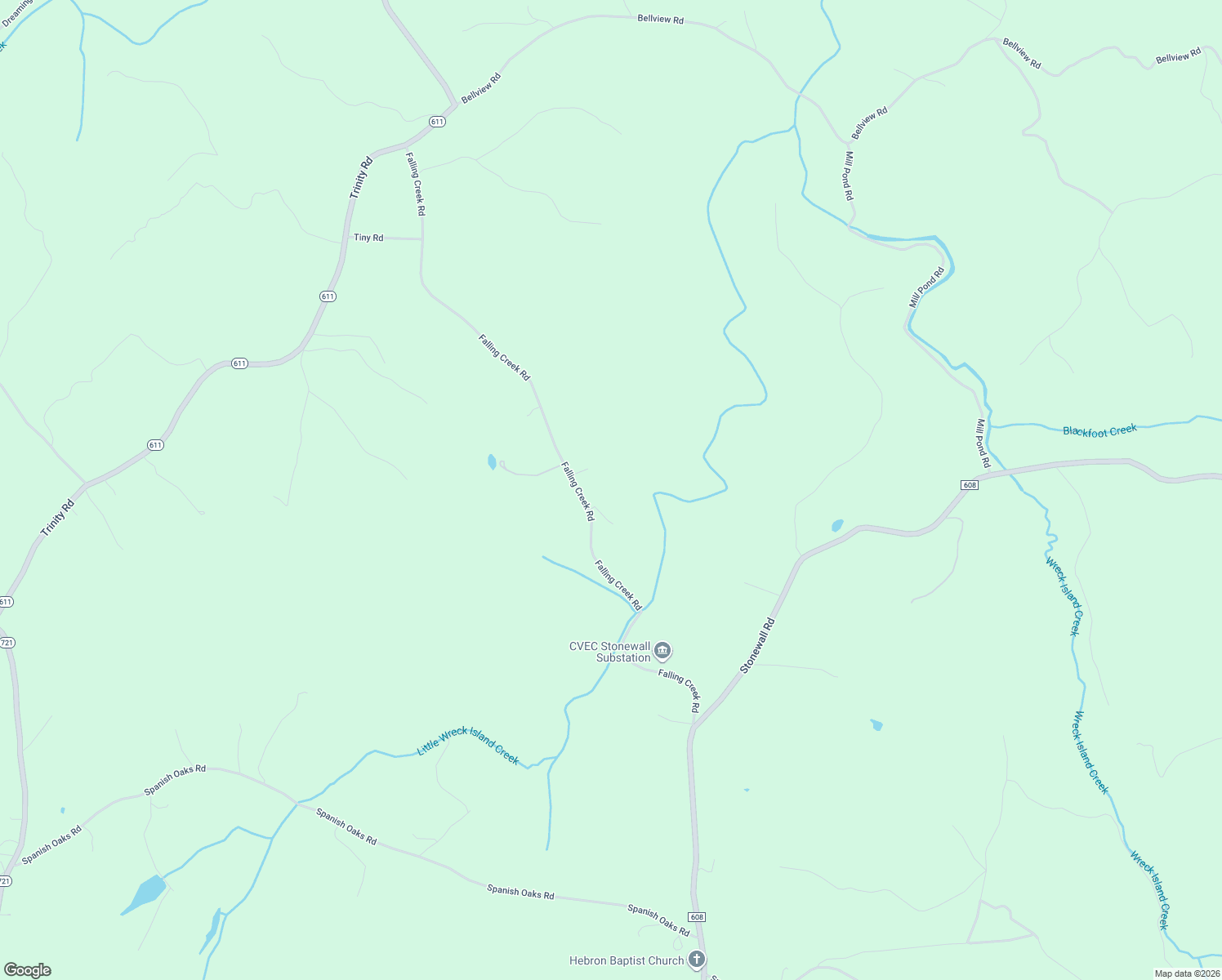 map of restaurants, bars, coffee shops, grocery stores, and more near 934 Falling Creek Road in Appomattox