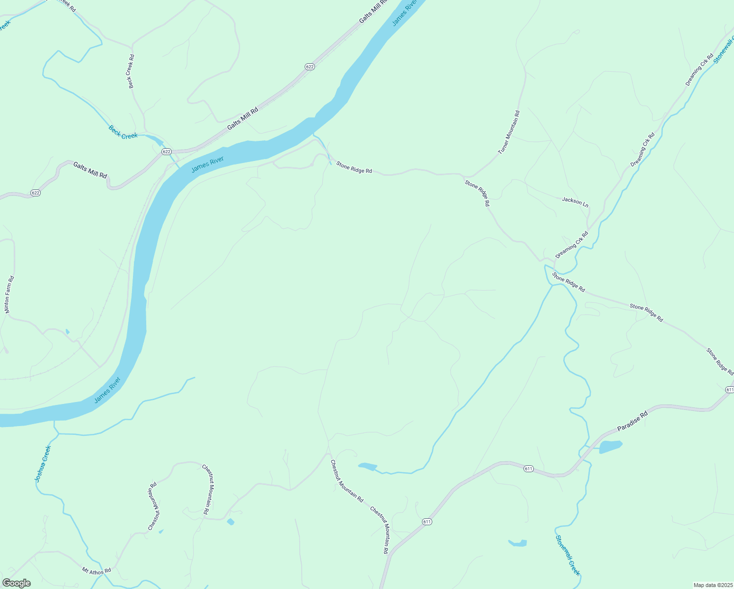 map of restaurants, bars, coffee shops, grocery stores, and more near Ash Lane in Appomattox County