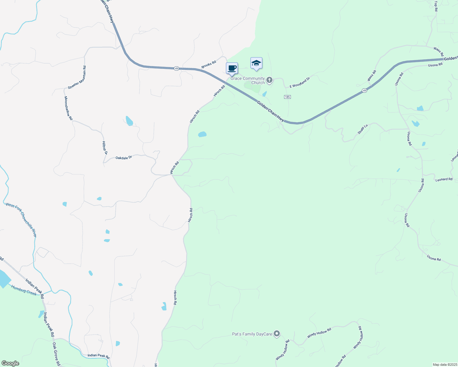 map of restaurants, bars, coffee shops, grocery stores, and more near Bull Pine Lane in Mariposa County