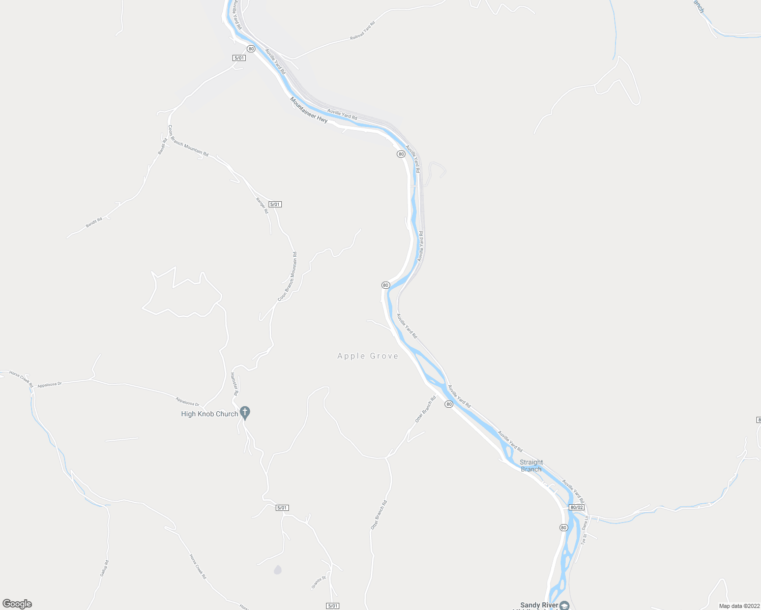 map of restaurants, bars, coffee shops, grocery stores, and more near West Virginia 80 in Iaeger