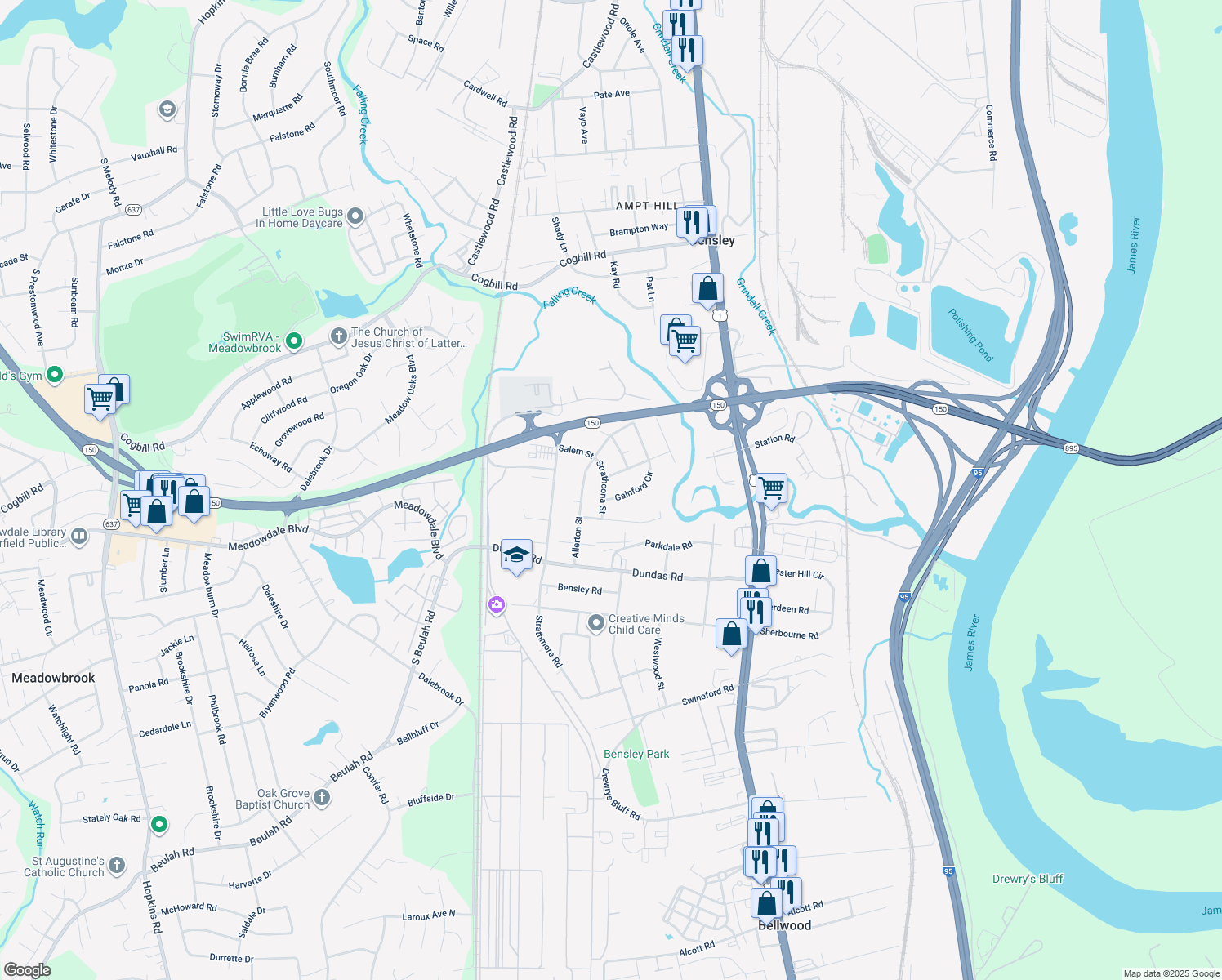map of restaurants, bars, coffee shops, grocery stores, and more near 6145 Strathcona St in Richmond