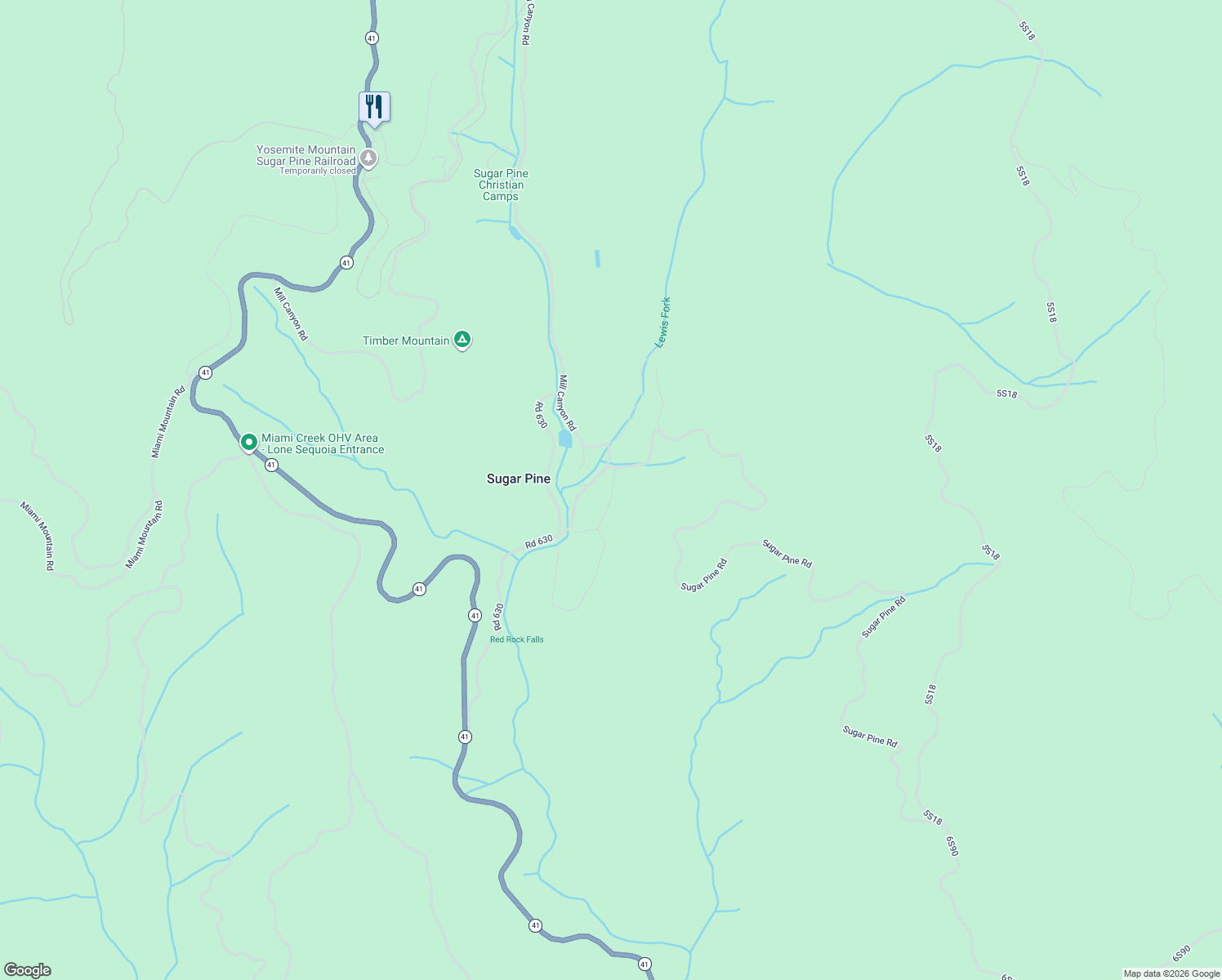 map of restaurants, bars, coffee shops, grocery stores, and more near 50058 Poplar Road in Oakhurst