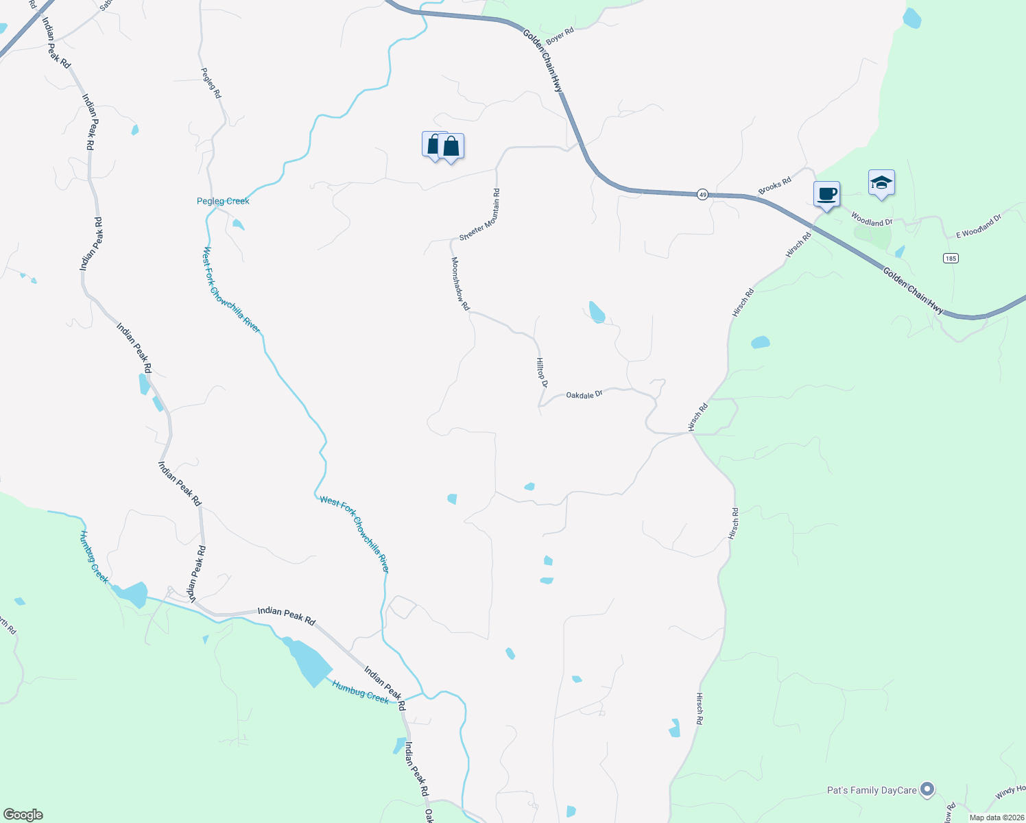 map of restaurants, bars, coffee shops, grocery stores, and more near 3529 Hilltop Drive in Mariposa