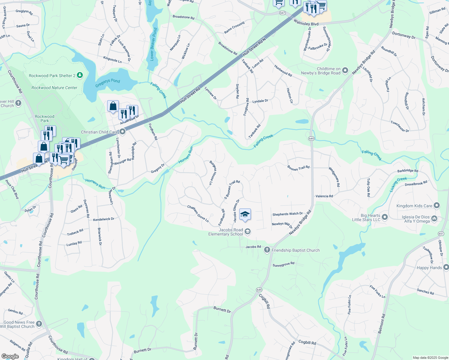 map of restaurants, bars, coffee shops, grocery stores, and more near 4200 Boonesboro Drive in Richmond