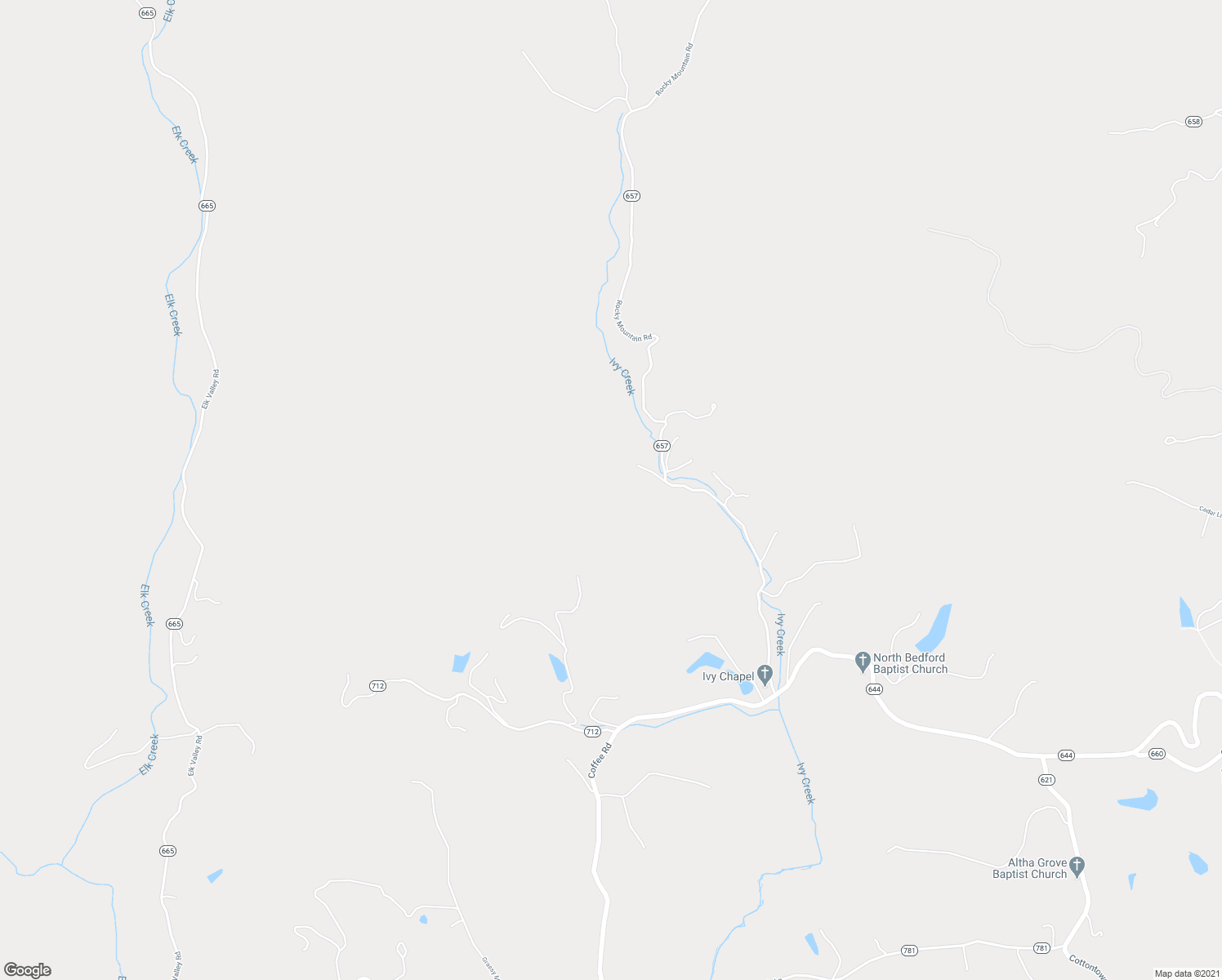 map of restaurants, bars, coffee shops, grocery stores, and more near 1794 Rocky Mountain Road in Forest