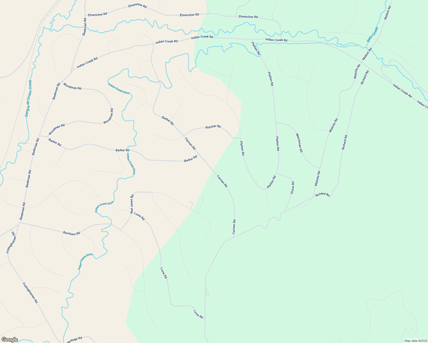 map of restaurants, bars, coffee shops, grocery stores, and more near 4074 Tiernan Road in Fort Garland