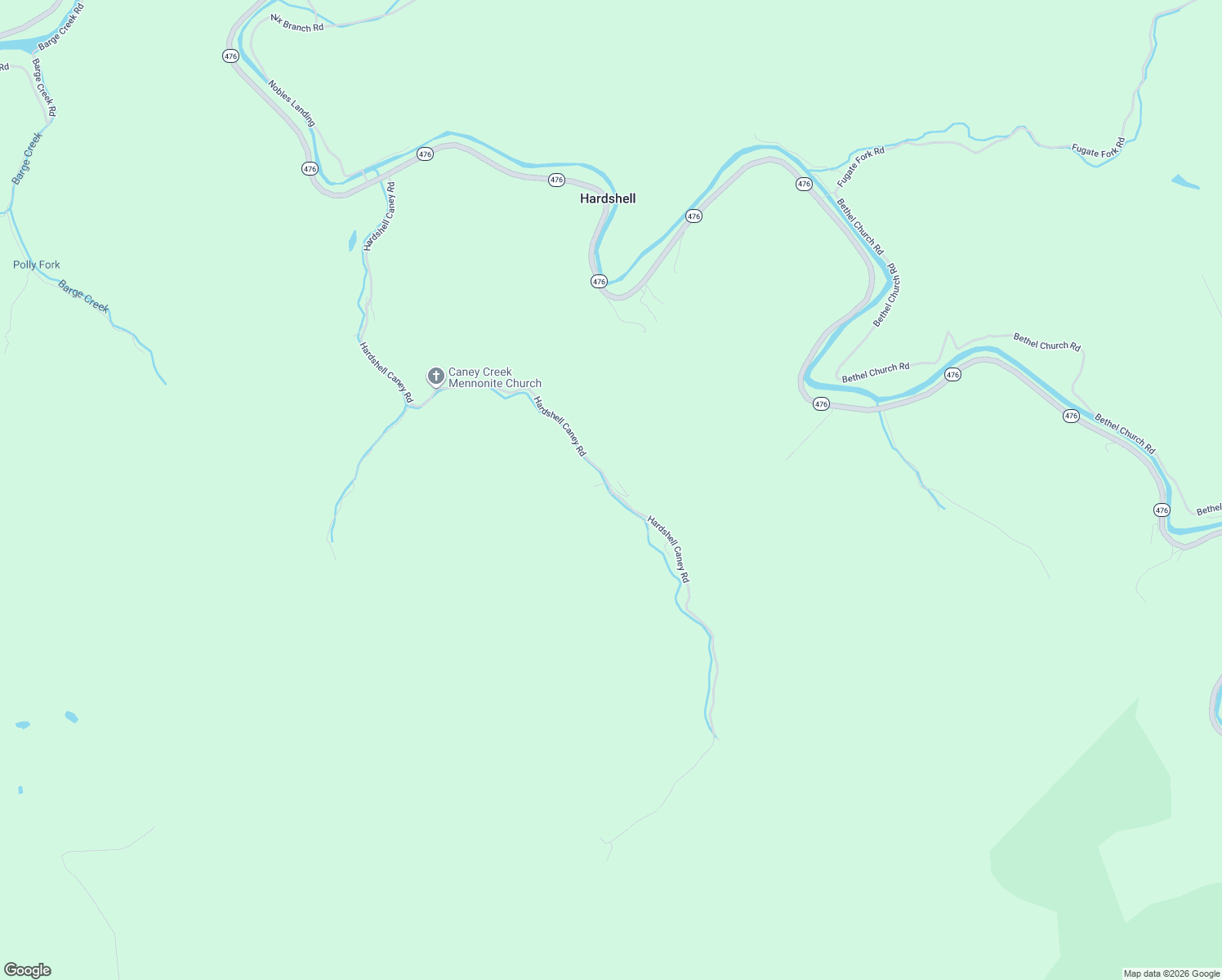map of restaurants, bars, coffee shops, grocery stores, and more near Hardshell Caney Road in Hardshell
